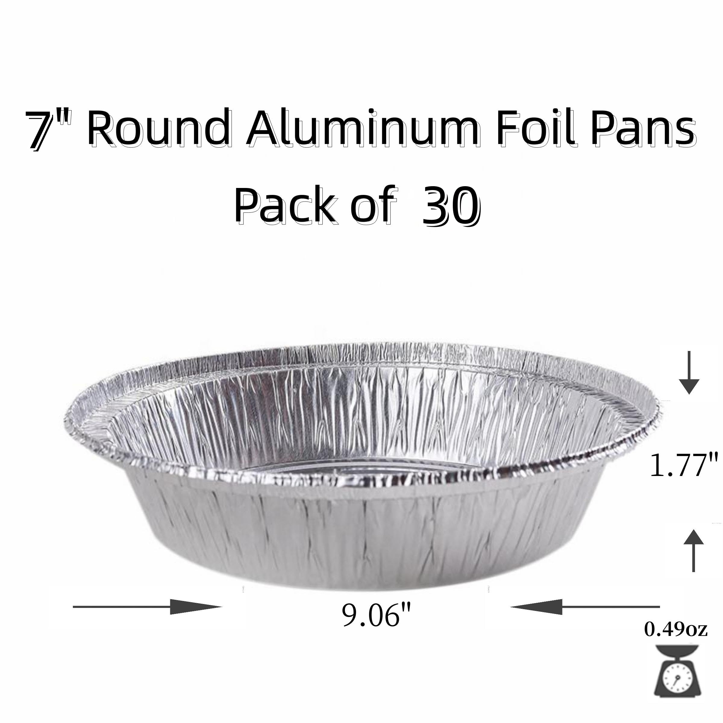 7-Inch Round Disposable Aluminum Foil Pans with Clear Lids (30 Pack) - Oven, Freezer & Microwave Safe Baking Pans for Cooking, Roasting, Meal Prep & Food Storage - Perfect for Parties, BBQs & Leftovers