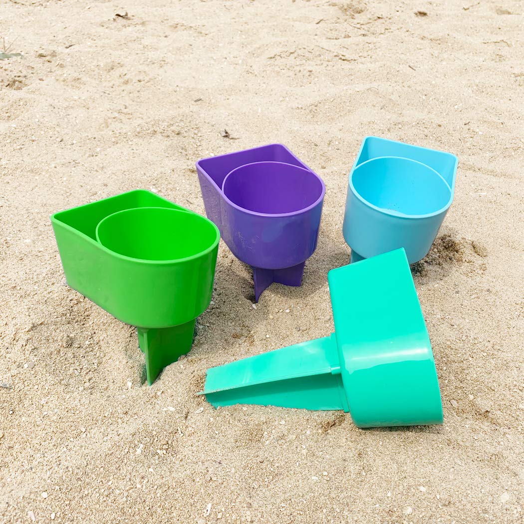 Home Queen Beach Cup Holder with Pocket - 8-Pack Multifunctional Sand Drink Coaster for Beverages, Sunglasses, Phone & Keys - Perfect for Beach, Pool, Picnic & Outdoor Parties
