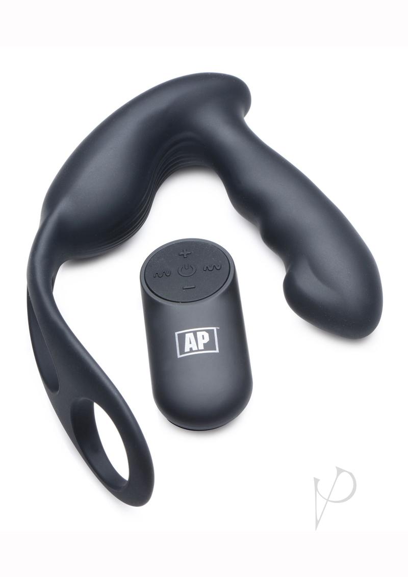 Alpha Pro 7X P Strap Milker - Rechargeable Silicone Vibrating Prostate Massager with Milking Beads, Cock & Ball Ring & Wireless Remote - Black - Perfect for Solo Play & Couples Intimacy