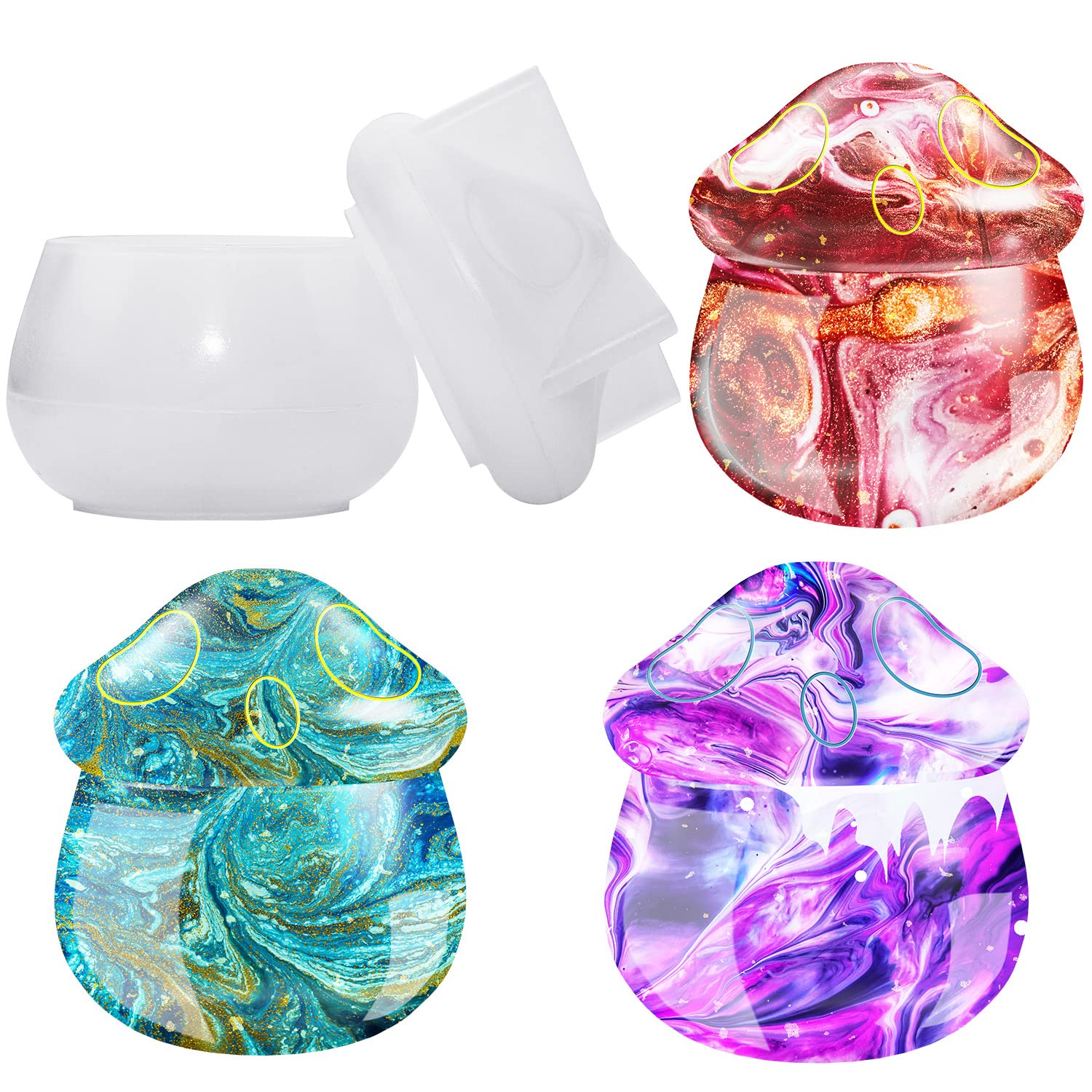 DIY Mushroom Silicone Resin Jar Mold with Lid - Epoxy Resin Molds for Jewelry Storage, Candy Container & Home Decor - Perfect for DIY Crafts, Gift Boxes and Cute Home Organization