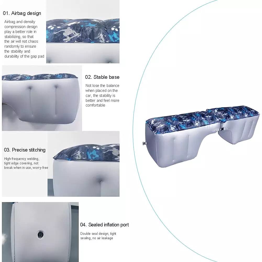**Auto Inflatable Car Travel Mattress - Back Seat Gap Pad Air Bed Cushion for Camping & Road Trips - Portable Air Couch in Blue - Perfect for Travel, Camping & Car Naps**