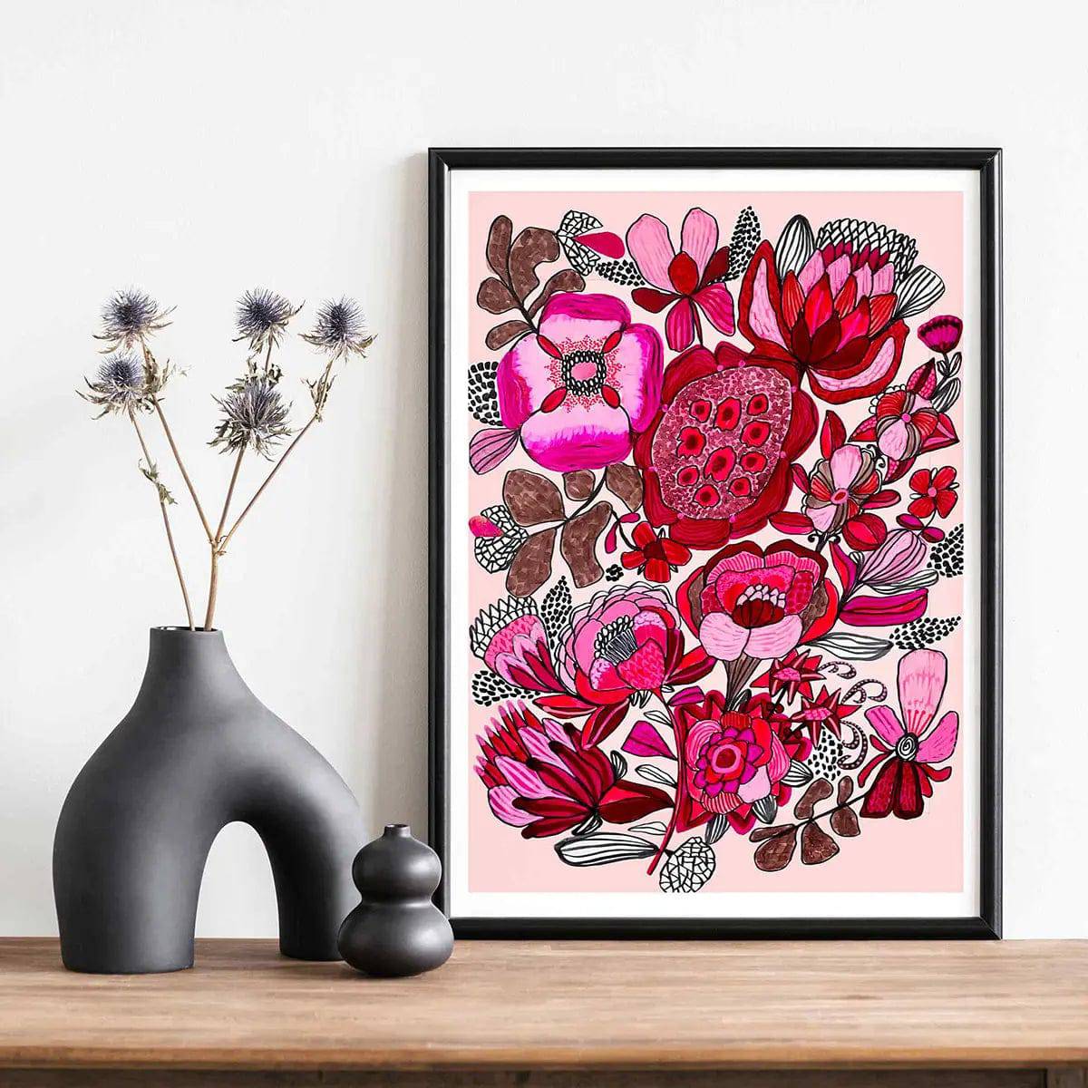 Rosa Botanica Modern Wall Art Print - Floral Botanical Decor for Living Room, Bedroom & Office - Perfect for Home & Office Decoration