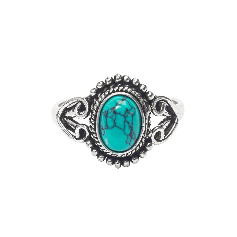 Handmade Turquoise Silver Overlay Ring for Women - Size US 11 | Bohemian Jewelry for Everyday Wear & Special Occasions | Perfect Christmas, Anniversary & Birthday Gift for Her