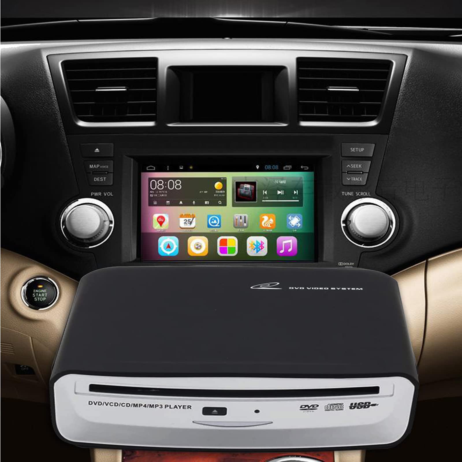 Portable USB External Car CD Player - Universal Plug & Play for Android Navigation, TV, MacBook Pro, Laptops & Desktops | Perfect for Road Trips, Commuting & In-Car Entertainment