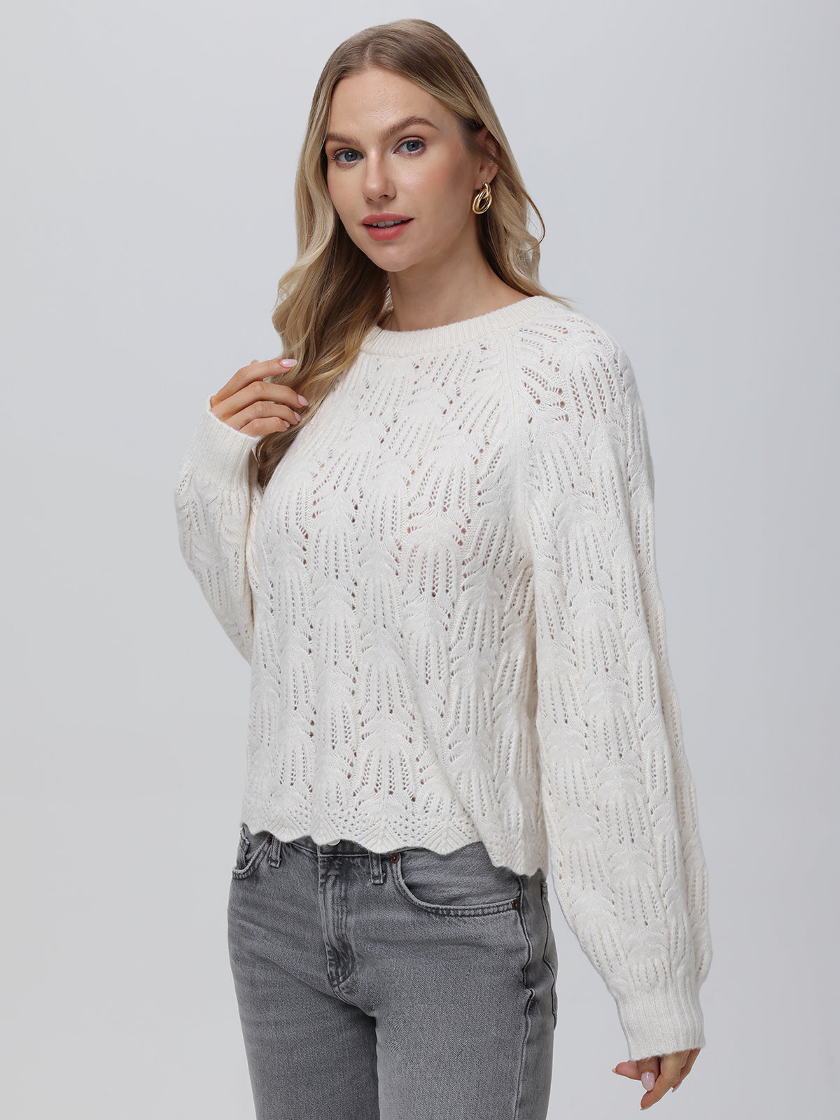 Athena Pointelle Bow Back Sweater for Women - Elegant Lace Knit Pullover with Bow Detail - Perfect for Office Wear, Date Nights & Fall Layering