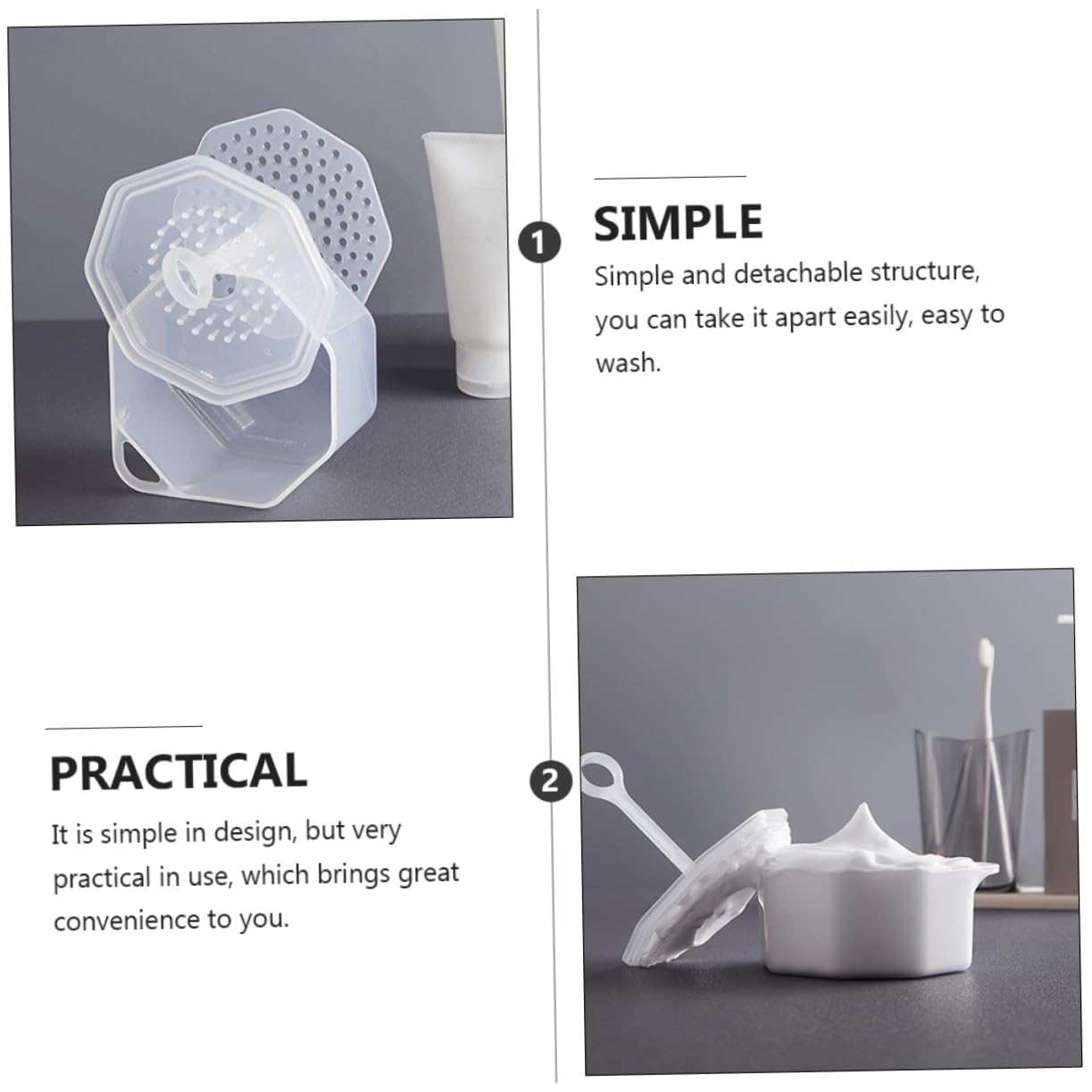 2 Sets Durable Foam Maker for Face Wash - Rich Cream Bubbler & Foamer Cup for Skincare - Korean Style White PP Foam Maker for Gentle Cleansing & Spa at Home