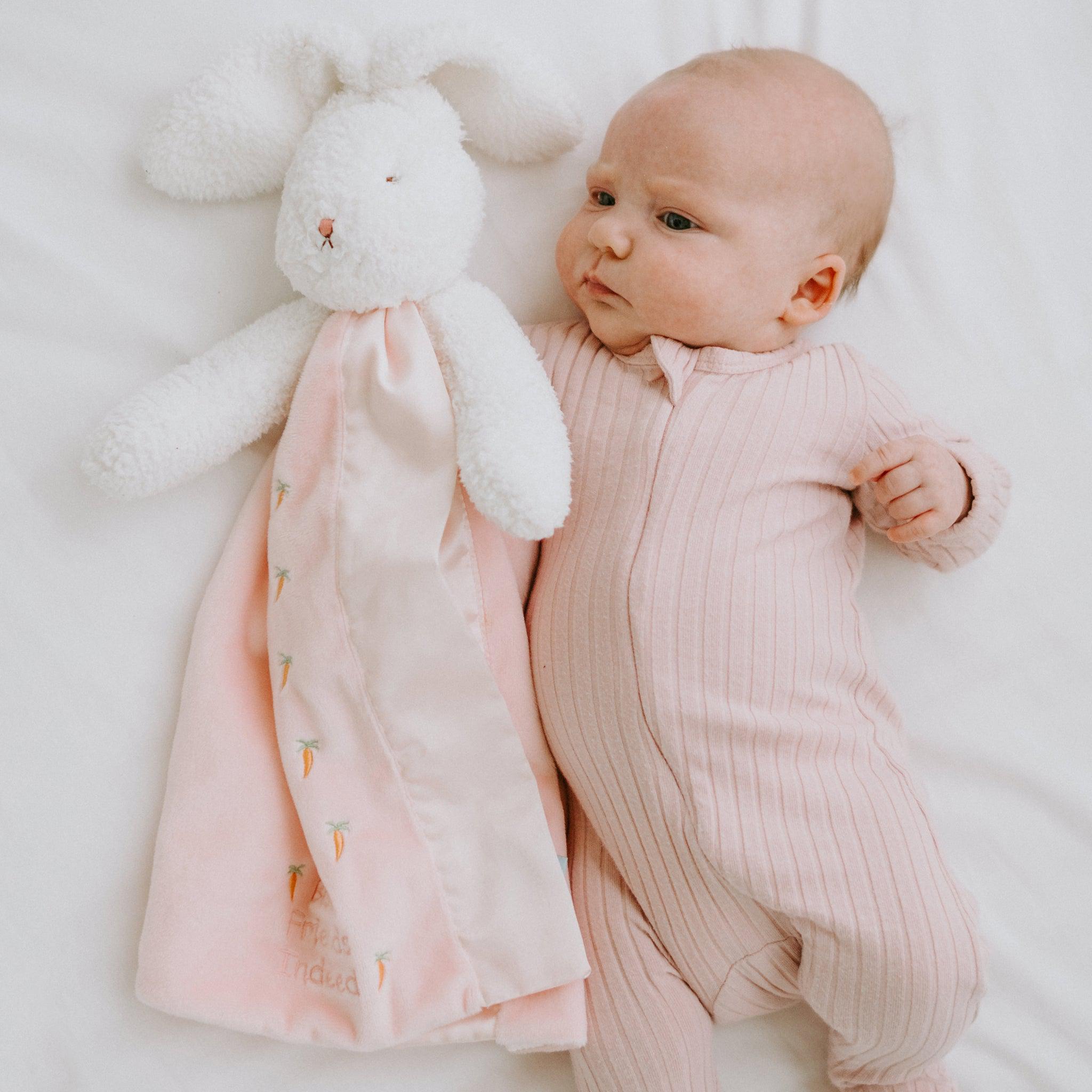 Blossom Bunny Buddy Blanket - Soft & Cozy Plush Baby Blanket for Newborns & Toddlers | Perfect for Nursery, Stroller, and Cuddling | Cute Easter Gift Idea