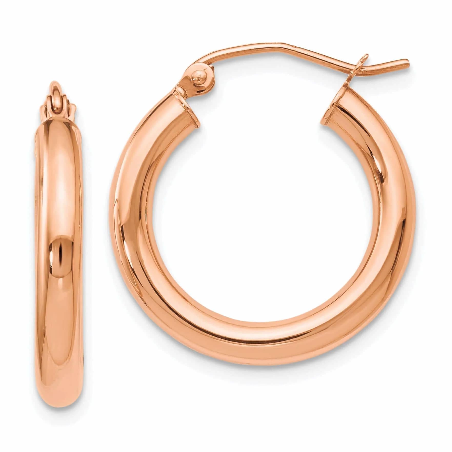 14K Rose Gold 3mm Hoop Earrings for Women - Dainty Minimalist Huggie Hoops - Perfect for Everyday Wear, Gifts & Special Occasions