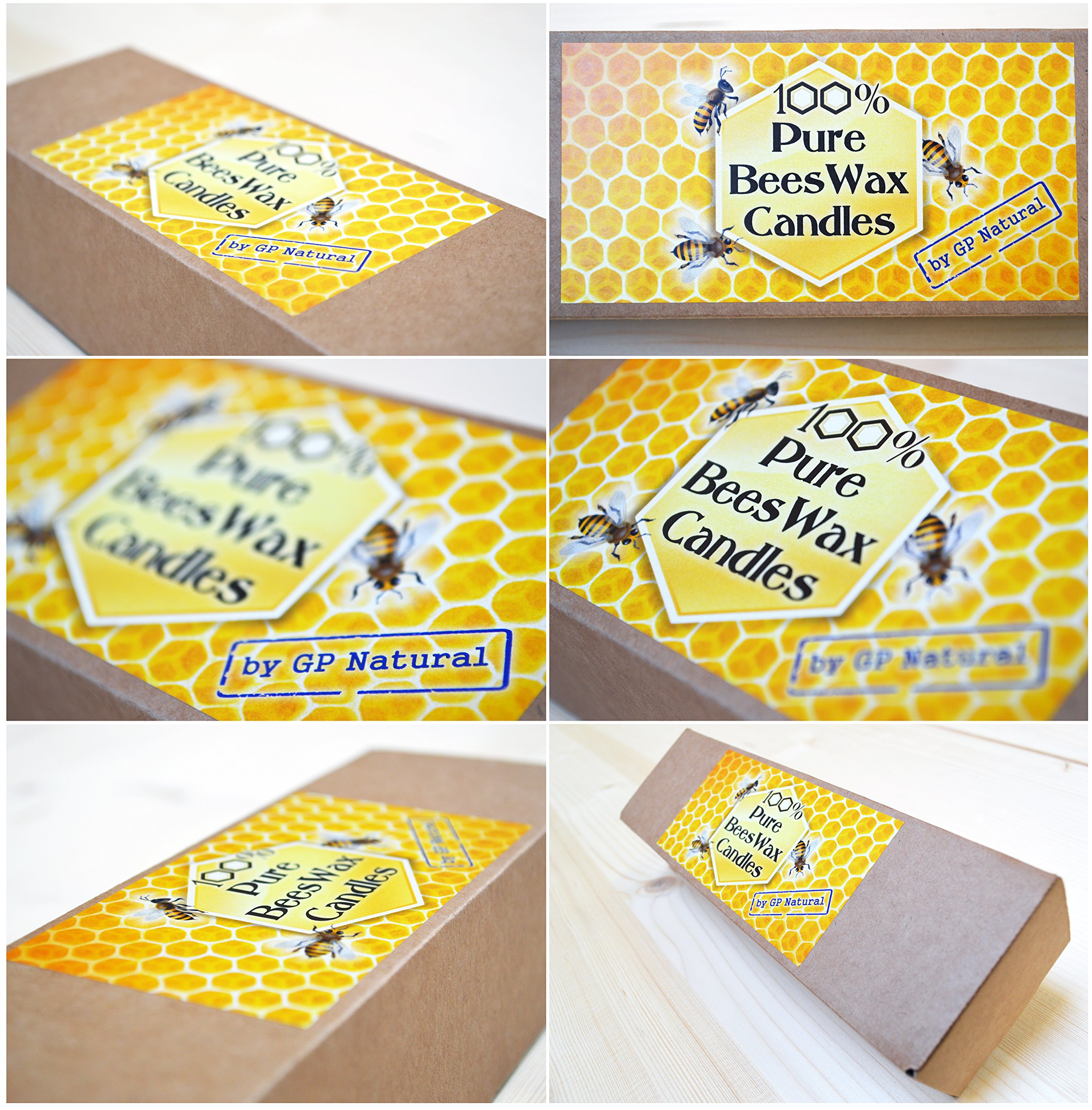 Natural Pure Beeswax Candles - Organic Honey Scented Eco-Friendly Candles in Gift Box (Cotton Wicks, Dripless & Smokeless, 8 Inch/20cm, 60pcs) - Perfect for Home Decor, Meditation, Relaxation & Romantic Ambiance