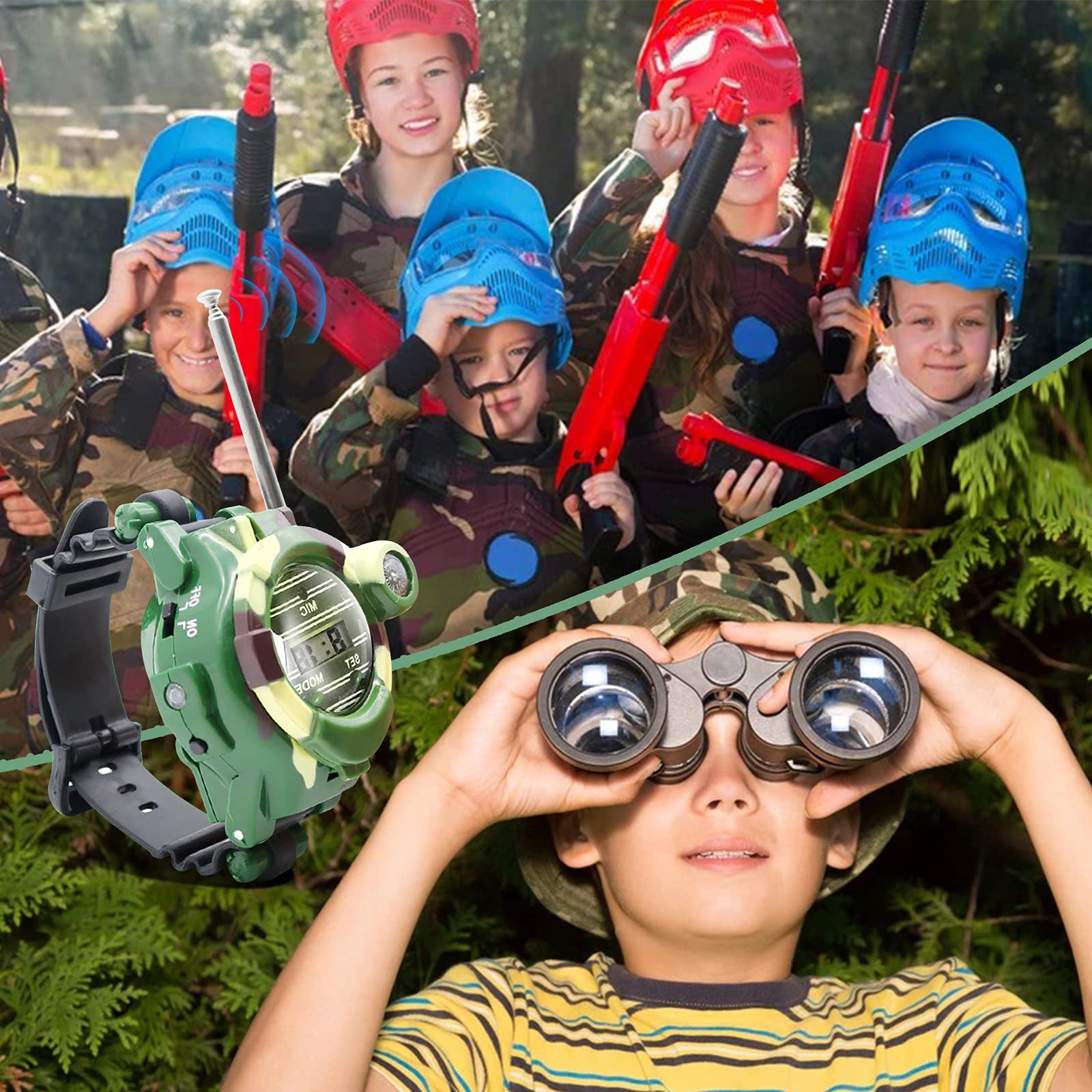 7-in-1 Kids Walkie Talkie Watch - Long Range Two-Way Communication Spy Watch with Flashlight for Boys & Girls Ages 8-12 | Perfect for Outdoor Adventures, Camping, and Secret Agent Role Play Games