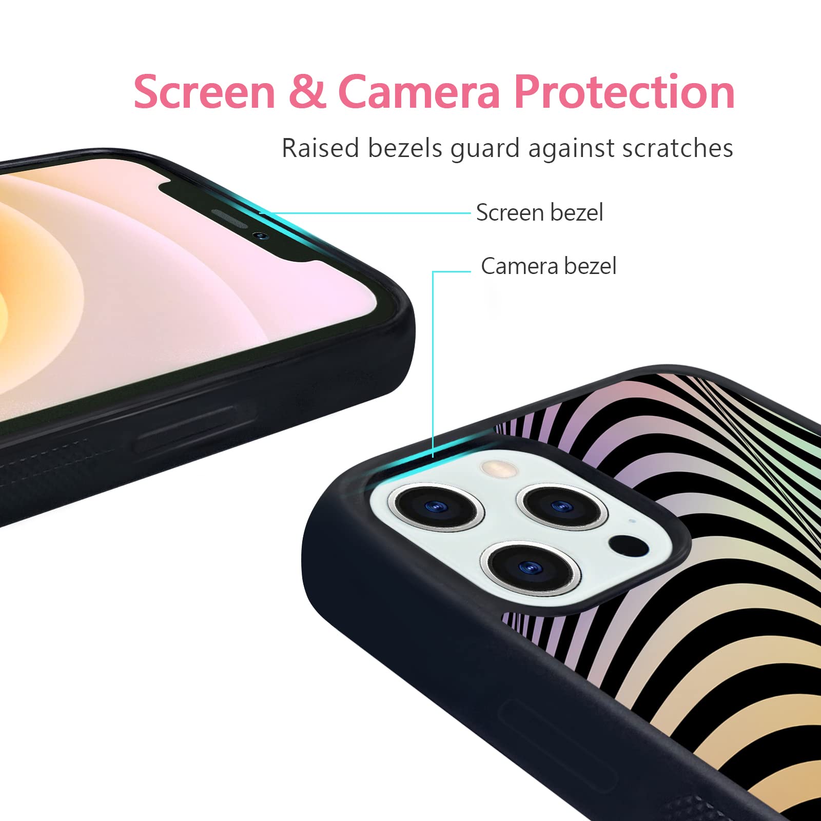 Shockproof Geometric Phone Case for iPhone 13 Pro Max 6.7 Inch - Durable TPU & Aluminum Protective Cover for Women & Men | Perfect for Everyday Use, Travel, and Outdoor Activities