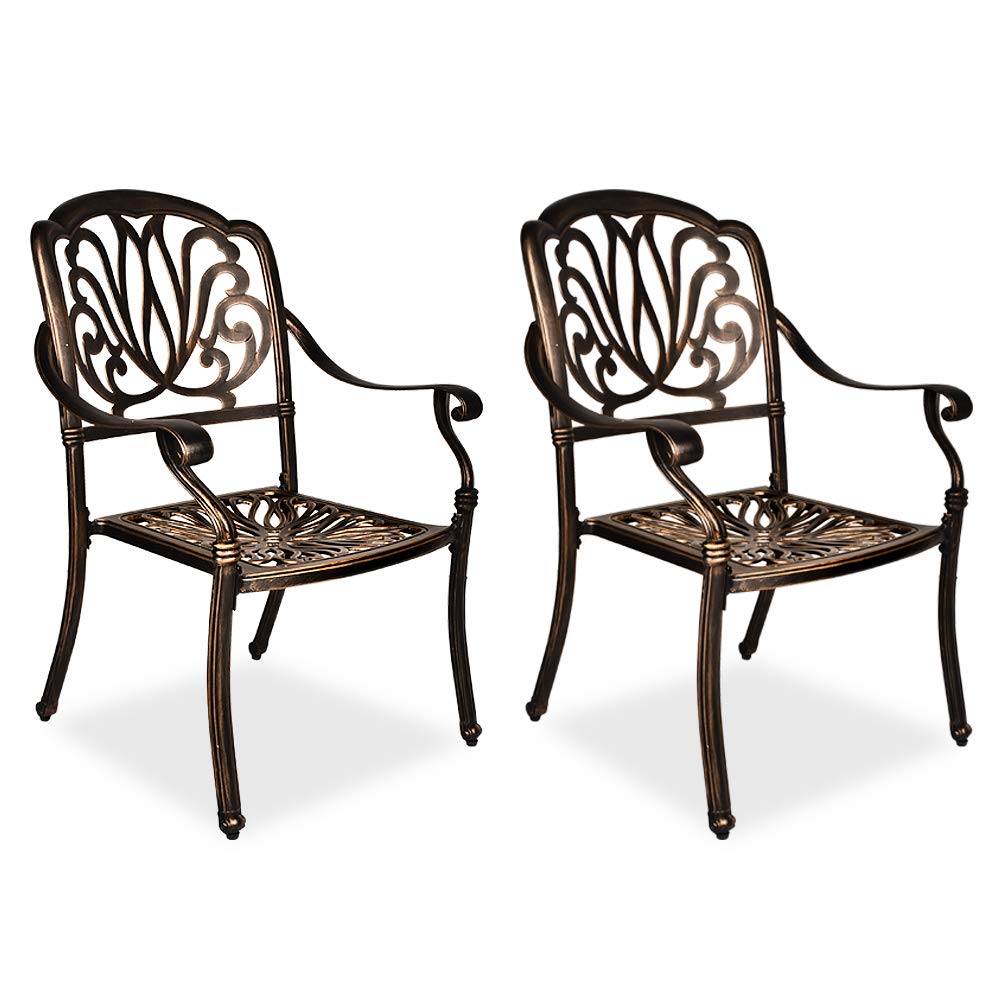 TITIMO 2-Piece Outdoor Patio Dining Chair Set - Cast Aluminum Bistro Chairs for Garden, Deck, Balcony - Antique Bronze Finish - Perfect for Backyard Dining, Coffee Break & Outdoor Relaxation (Cushions Not Included)