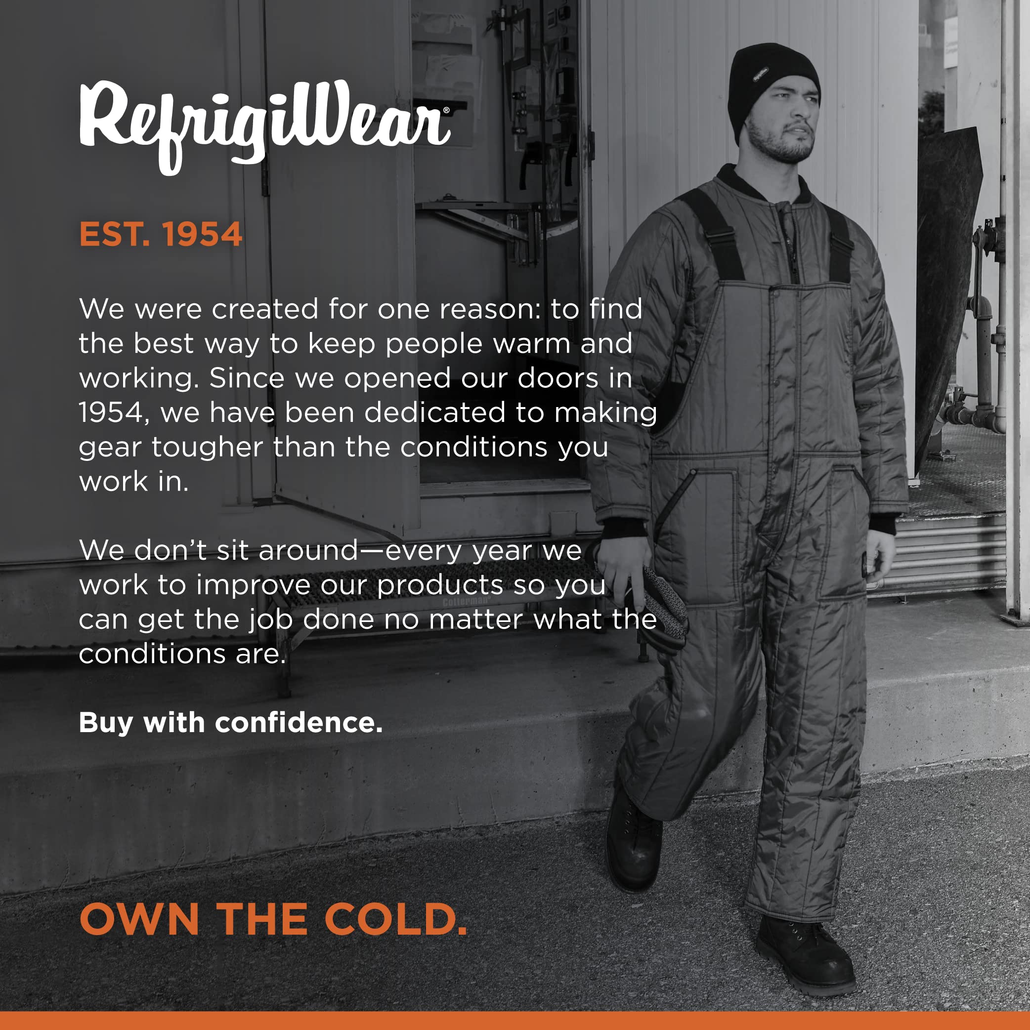 RefrigiWear Insulated Bib Overalls for Cold Weather - 10°F Comfort Rating | Workwear for Freezer, Construction & Outdoor Winter Jobs
