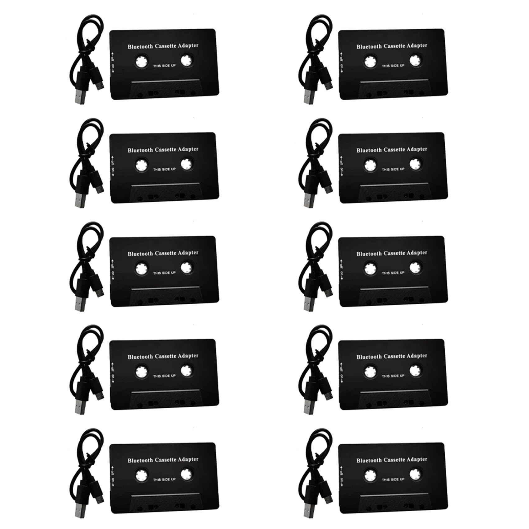 10X Universal Bluetooth 5.0 Cassette Tape to Aux Adapter with Mic - Wireless Car Audio Receiver for Phone/MP3/CD Player - Perfect for Classic Cars & Road Trips