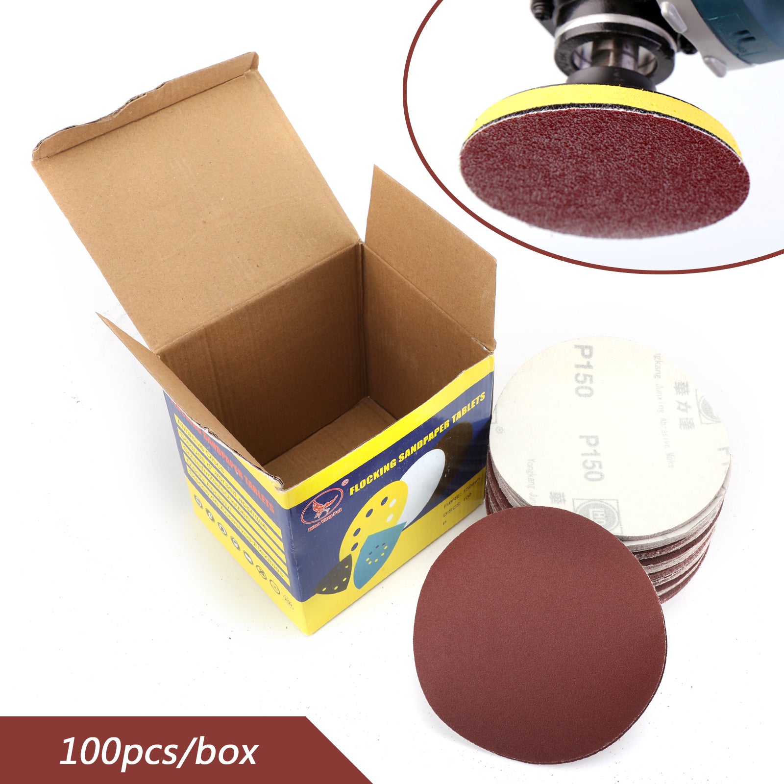 100PCS 6-Inch Hook & Loop Sanding Discs, 40-2000 Grit Sandpaper Sheets for Woodworking, Metal Polishing & Automotive Sanding - Multi-Purpose Abrasive Discs for Orbital Sanders