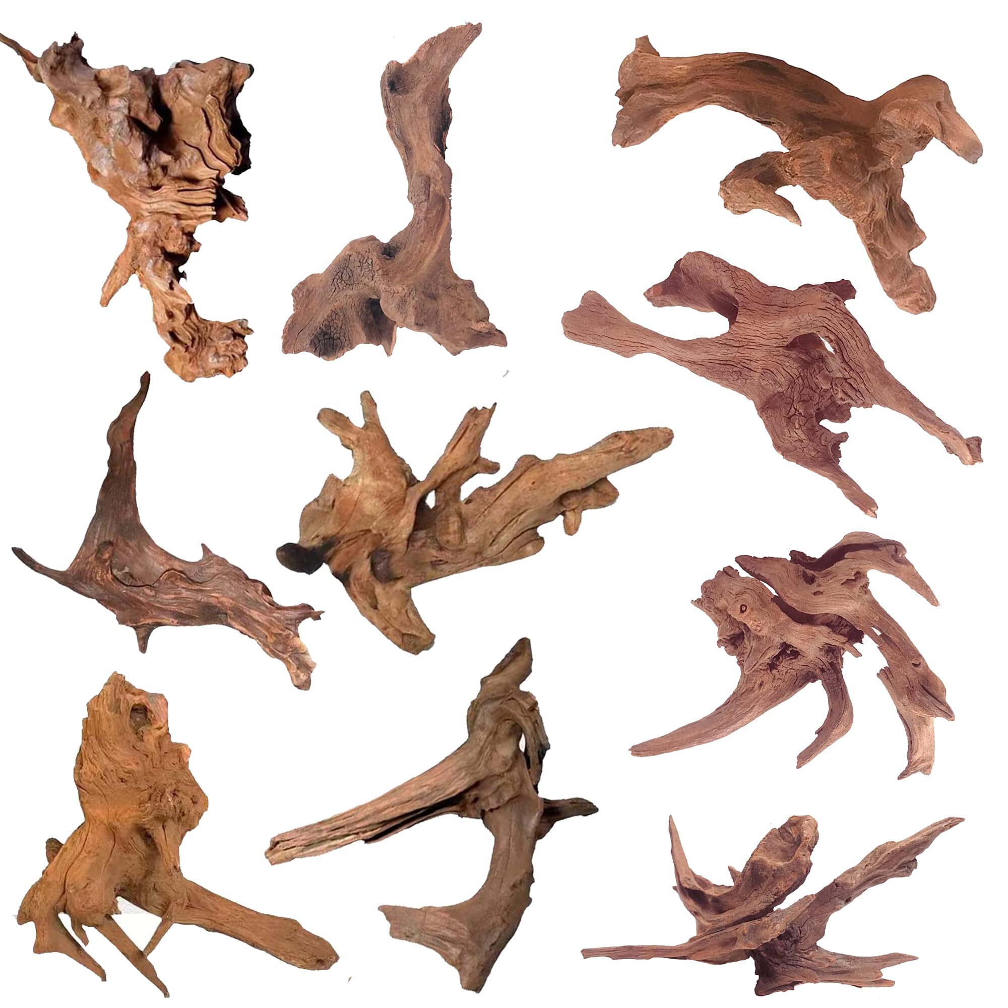 WDEFUN Natural Driftwood for Aquarium Decor - 10-Piece 2''-5'' Small Driftwood for Fish Tank, Reptile Terrariums, Bearded Dragon Habitat & Air Plants - Perfect for Aquascaping, Reptile Enclosures & Home Decor
