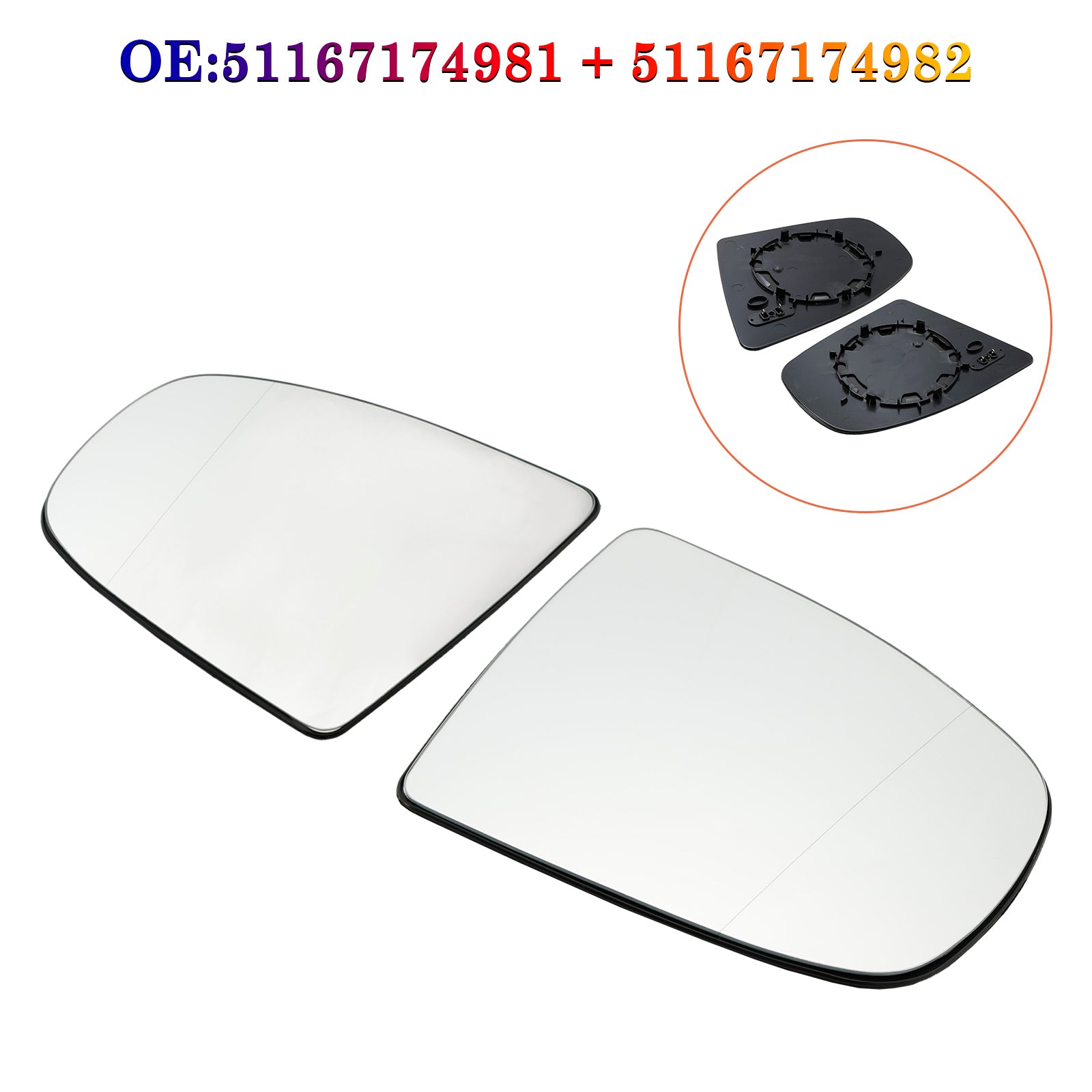 Heated Side Mirror Glass for BMW X5 X6 E70 E71 E72 (2008-2014) - Replacement with Defrost Function for Winter Driving & Enhanced Visibility