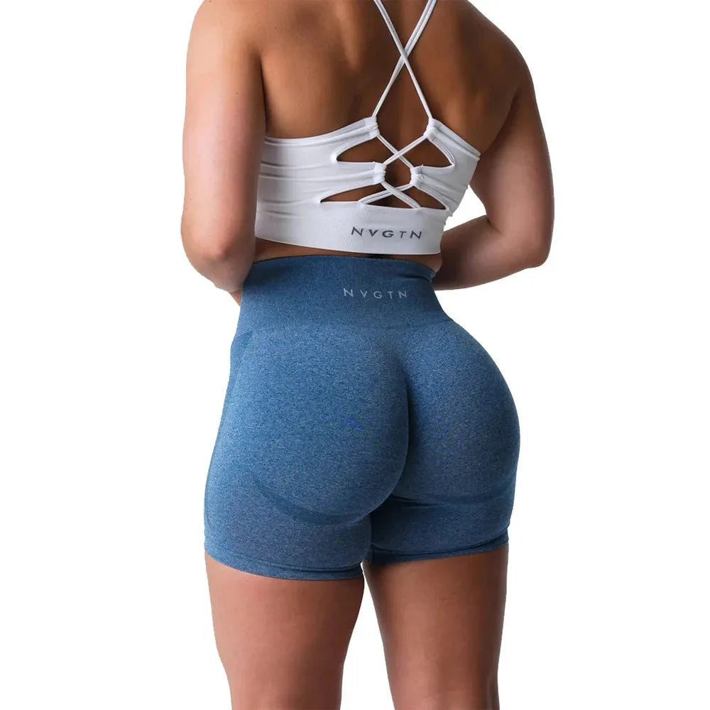 NVGTN High Waisted Seamless Shorts for Women - Smile Contour Yoga Biker Shorts | Perfect for Gym, Workout & Casual Wear