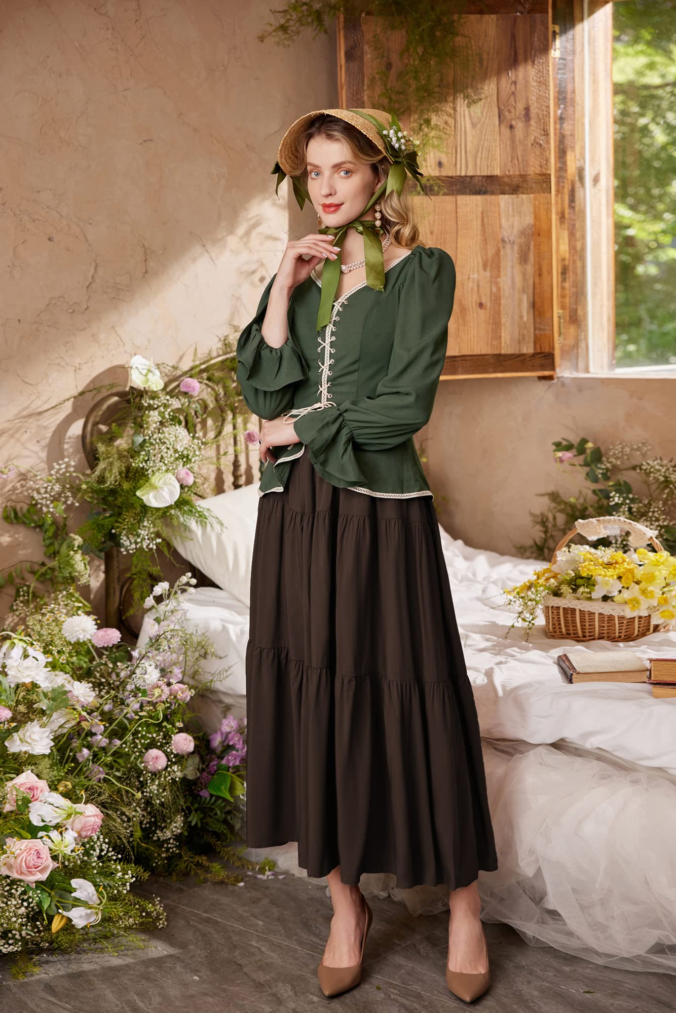 Scarlet Darkness Maxi Long Skirts for Women - Flowy Summer Renaissance Skirt with Pockets | Perfect for Boho Festivals, Beach Vacations & Vintage Style Outfits