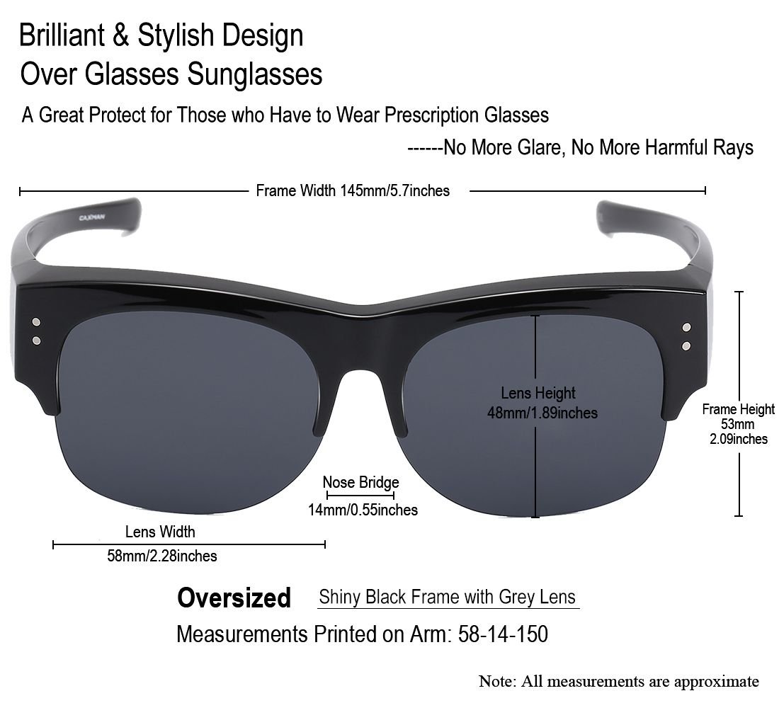 CAXMAN Polarized Fit Over Glasses Sunglasses for Men & Women - 100% UV Protection - Perfect for Driving, Fishing & Outdoor Activities