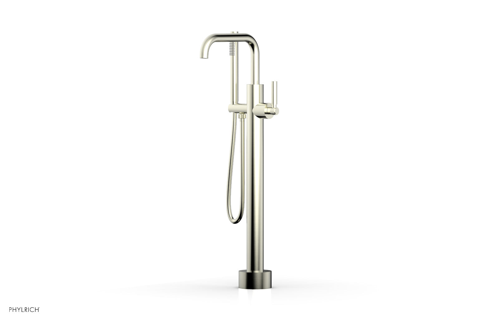 BASIC Low Floor Mount Tub Filler with Lever Handle and Hand Shower D130 45 03 - Perfect for Modern Bathroom Renovations and Spa-Like Shower Experiences