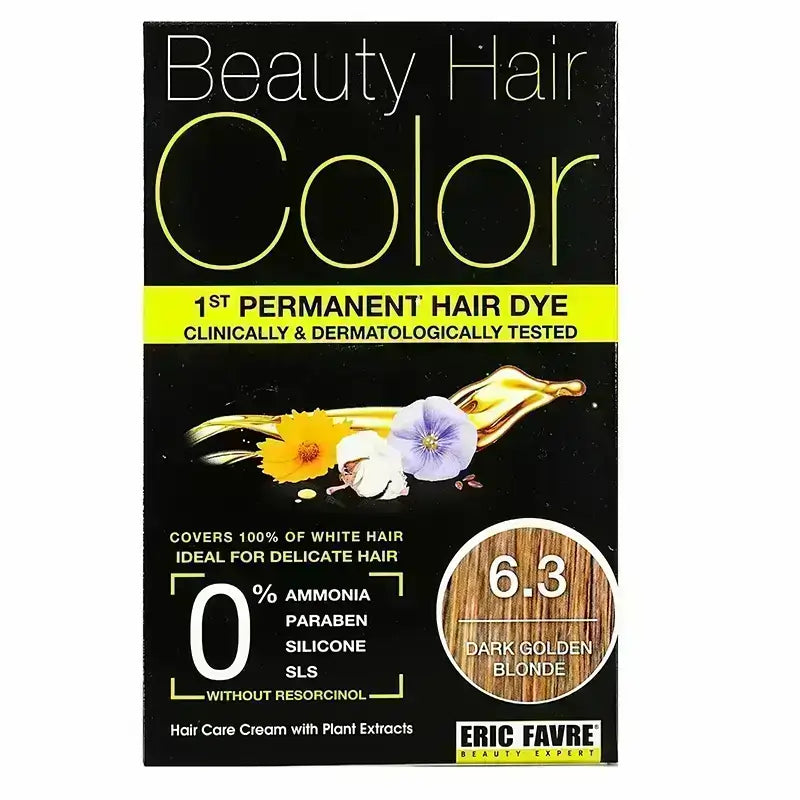 Eric Favre Beauty Hair Color 6.3 Dark Golden Blonde - Permanent Hair Dye for Women & Men - Ammonia-Free & Nourishing Formula - Salon-Quality At-Home Hair Coloring Kit for Natural-Looking Highlights