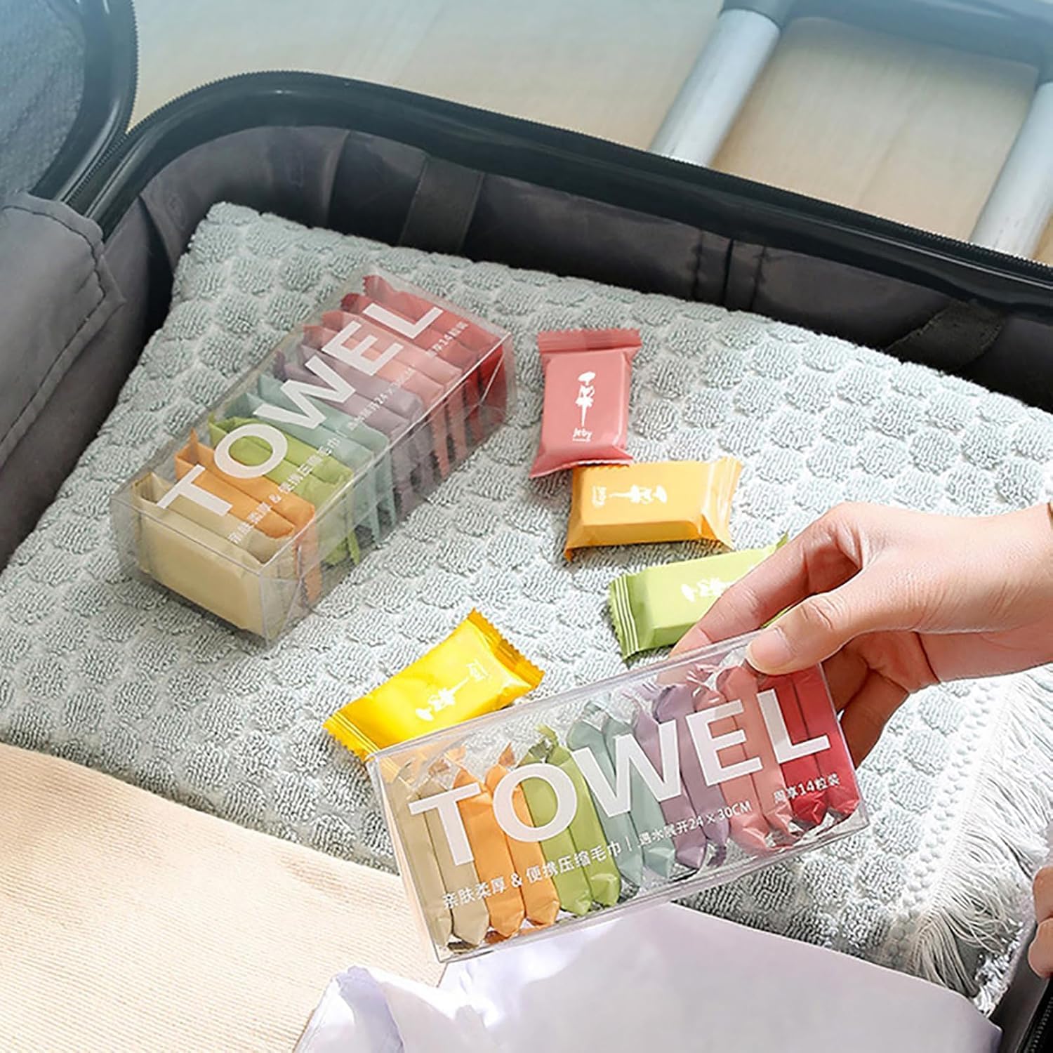 ITUSHA 14 Pack Compressed Towel Tablets - Reusable Portable Face & Body Washcloths for Travel, Camping, Hiking | Wet & Dry Disposable Towels for Baby, Pet & Beauty Use | Compact Towels for Home, Gym & Outdoor Activities