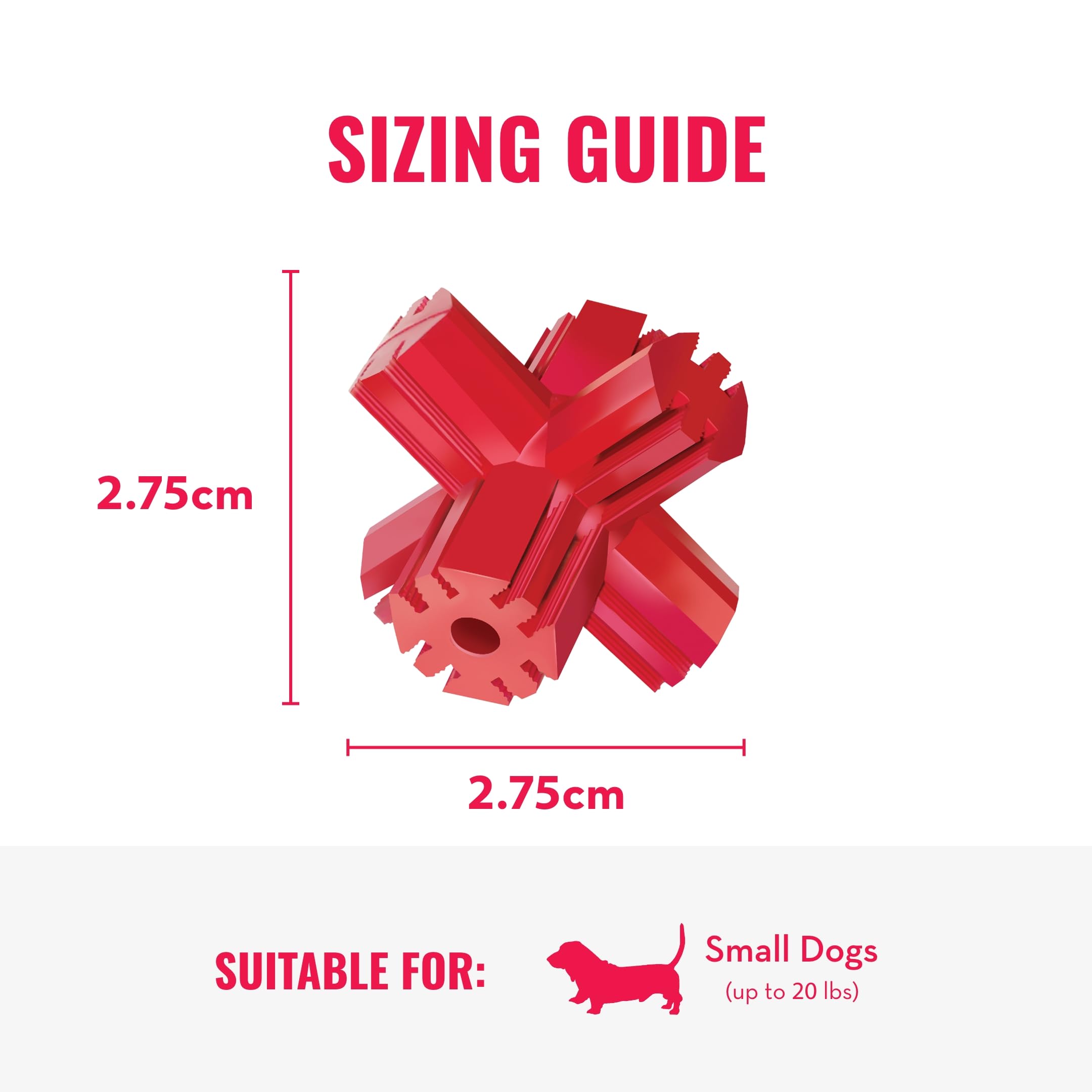 KONG Jump'N Jack - Durable Natural Rubber Chew Toy for Small Dogs - Promotes Dental Health & Satisfies Chewing Instincts - Use with Treats or Peanut Butter for Extended Play - Perfect for Indoor & Outdoor Entertainment