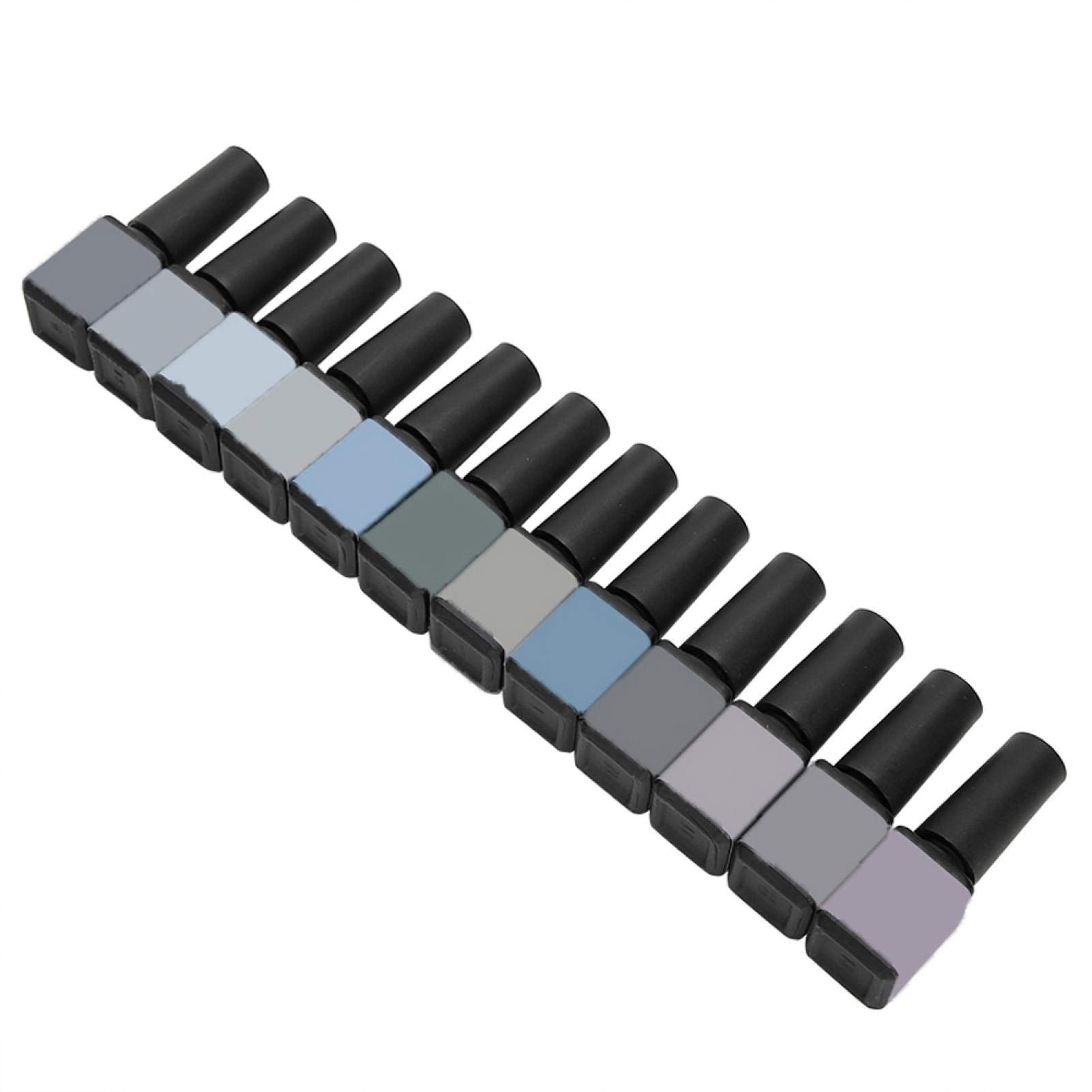 Soak Off UV LED Nail Gel Polish Kit - Gray Pink Blue Colors for Home & Salon Use - Glossy & Matte Finish - Long Lasting & Easy Removal (Granny Grey WB01-12) - Perfect for DIY Manicures, Nail Art Designs, and Professional Nail Salons
