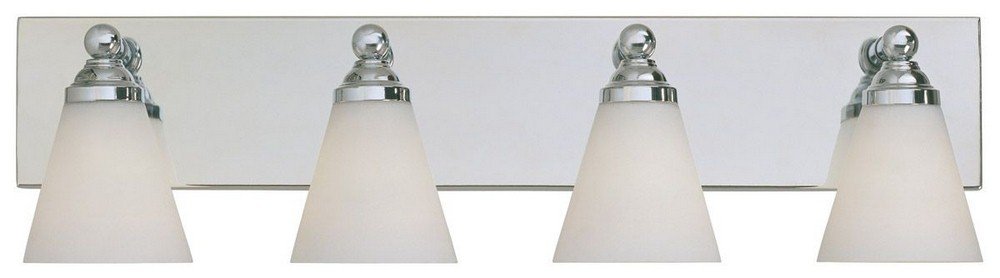 DESIGNERS FOUNTAIN 6494-CH Hudson 4-Light Bathroom Vanity Light Bar - Chrome Finish with White Opal Glass Shades for Modern Bathroom & Powder Room Lighting