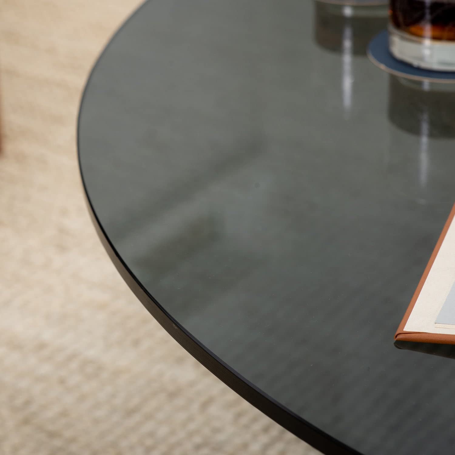 Spancraft 30-Inch Round Grey Tempered Glass Table Top - 1/2