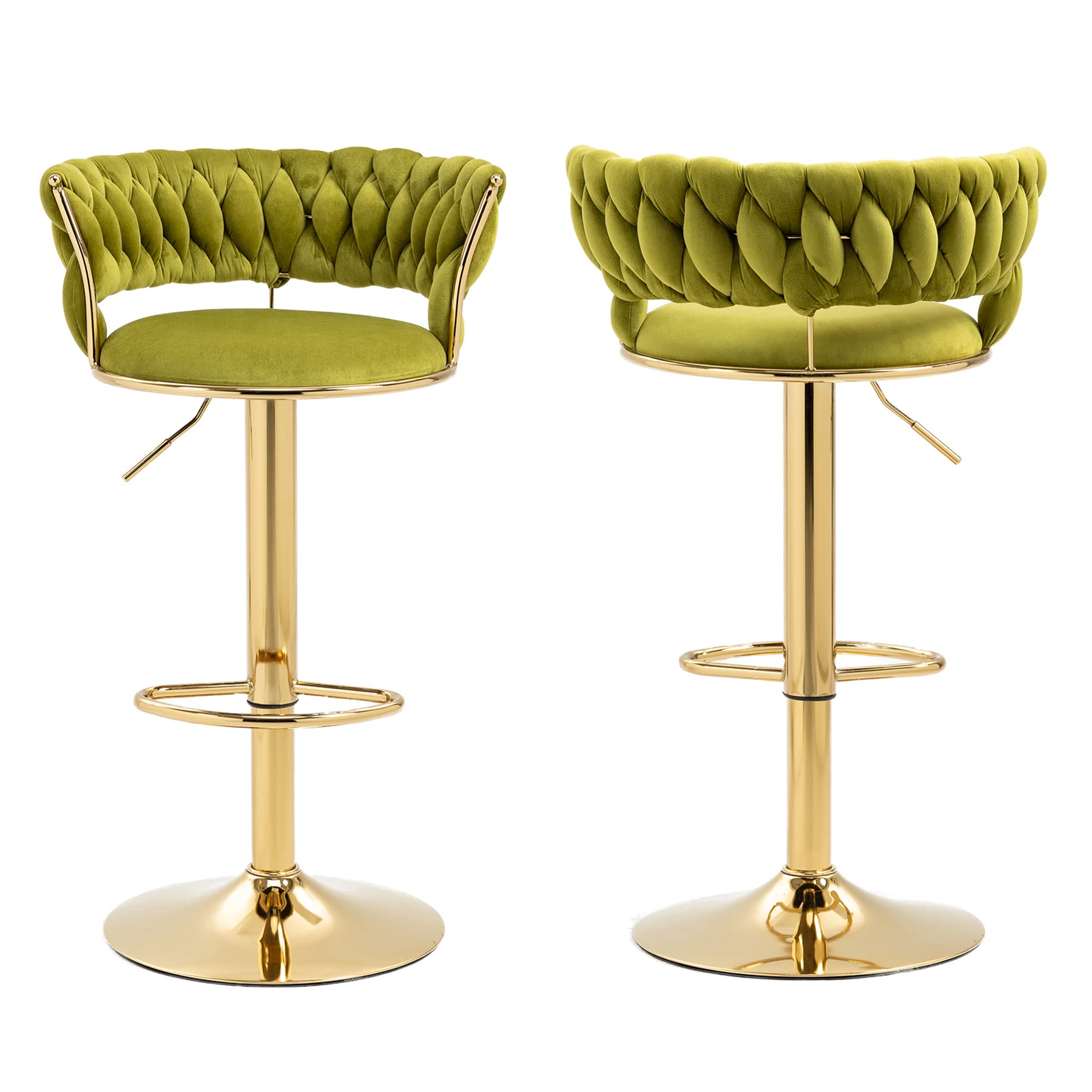 Modern Velvet Swivel Bar Stools with Backrest & Footrest - Adjustable Height Counter Stools for Kitchen, Dining Room, Bar - Set of 2, Cyber Celebrity Recommended - Perfect for Entertaining, Breakfast Nooks & Small Space Dining