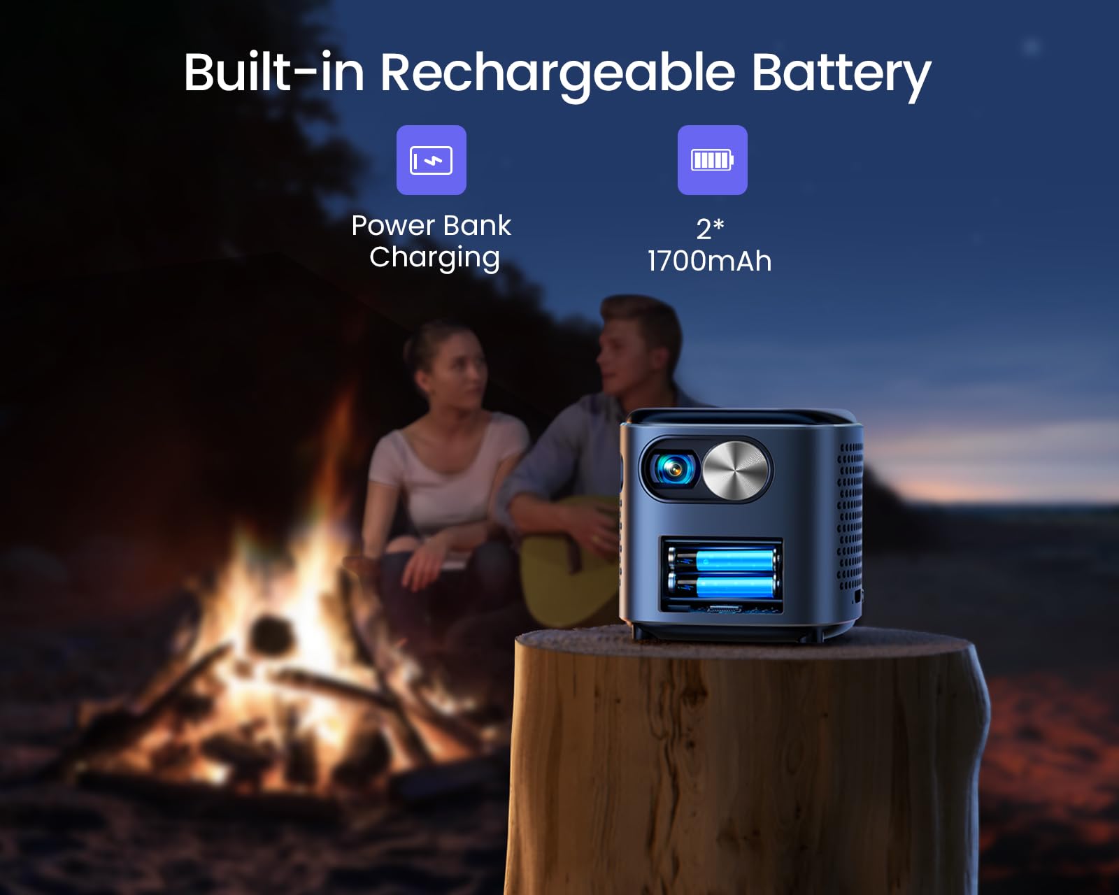 Ultra Short Throw Mini Projector with Android 11.0 - 550ANSI Smart DLP Portable Projector | Auto Keystone, WiFi6 & Bluetooth | Home Theater, Outdoor Camping, Travel Entertainment | Includes Stand