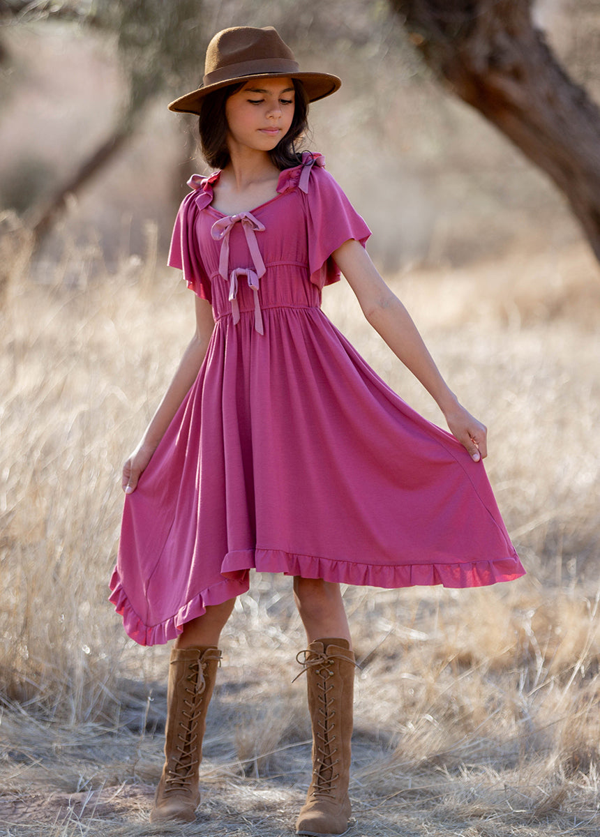 Franny Dress in Rosette - Elegant Floral Lace Midi Dress for Women | Perfect for Weddings, Parties & Special Occasions