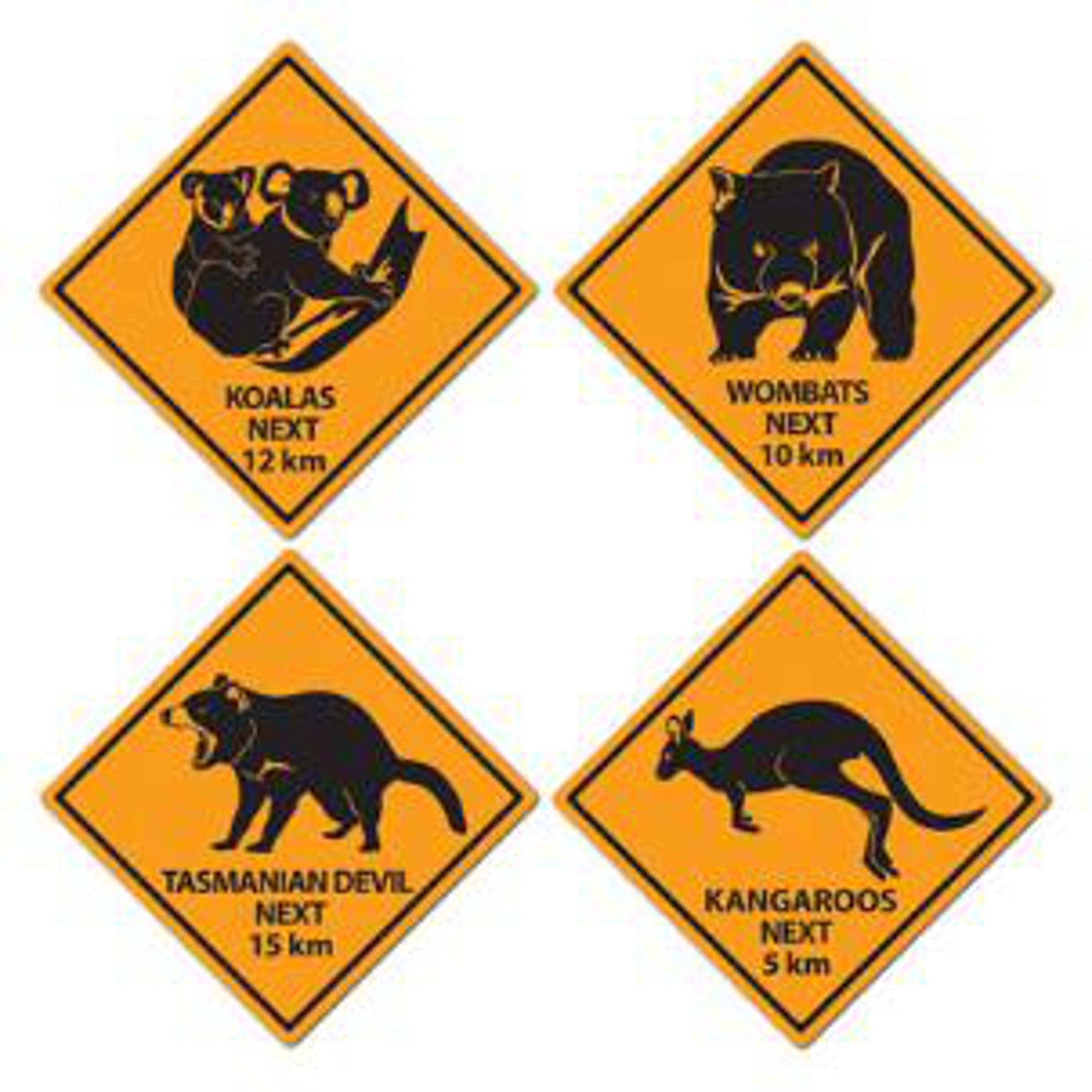 Outback Road Signs 16 - Set of 4 Rustic Metal Wall Decor for Western Home & Bar - Perfect for Cowboy Themed Rooms, Man Caves, and Ranch Style Decor
