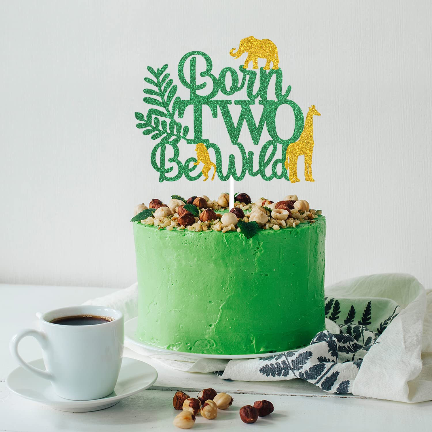 Wild Safari 2nd Birthday Cake Topper - Jungle Themed Birthday Decorations for Girls - Happy 2nd Birthday Party Supplies - Perfect for Jungle Safari Themed Cakes, Cupcakes & Dessert Tables