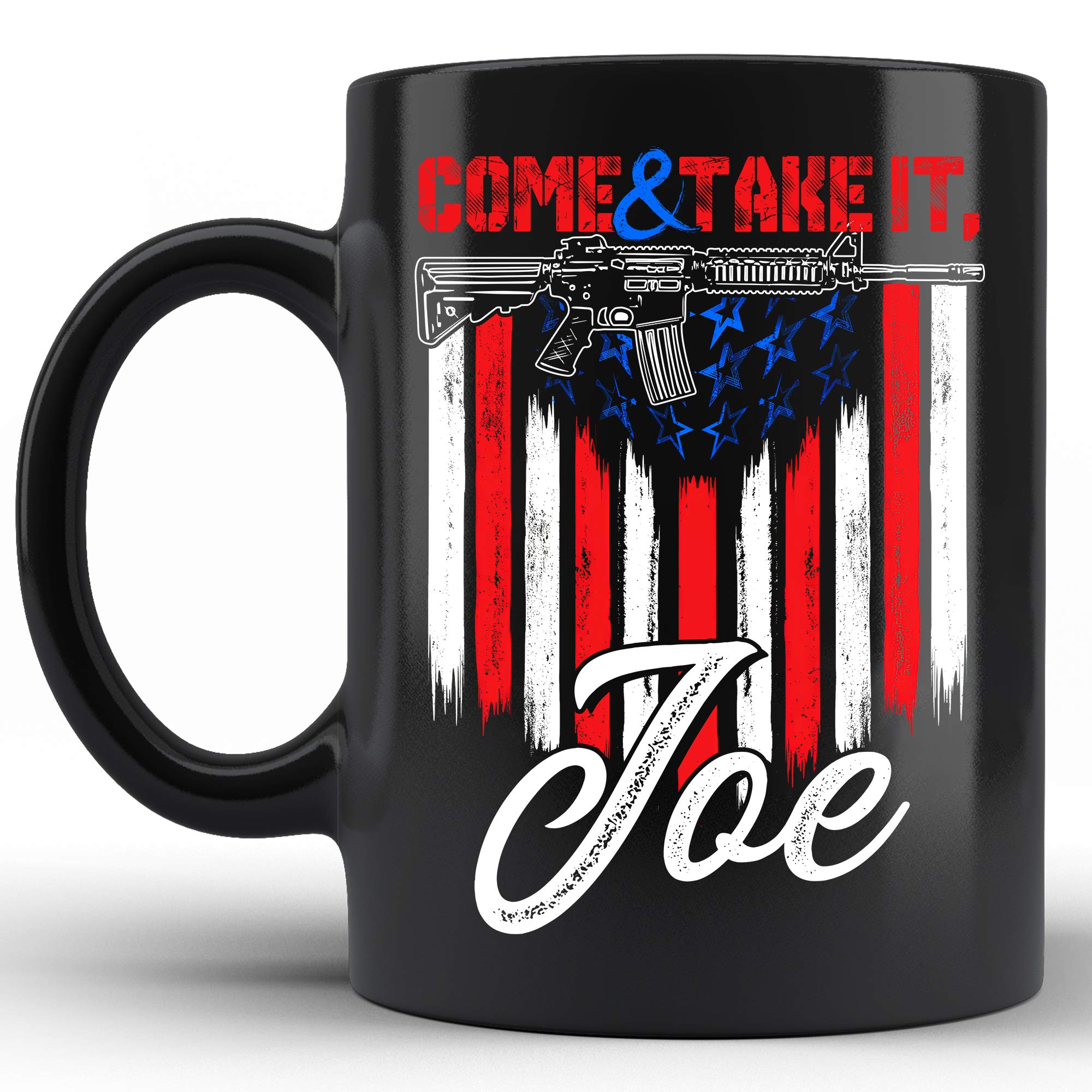 TERAVEX 15oz Black Ceramic Mug - 2nd Amendment American Flag Design, Gun Rights Support Coffee Cup - Perfect Gift for Gun Lovers, Men, Veterans - Great for Birthday, Father's Day, 4th of July & Independence Day - Ideal for Home, Office, Camping & Shooting Range Use (15 Ounce)
