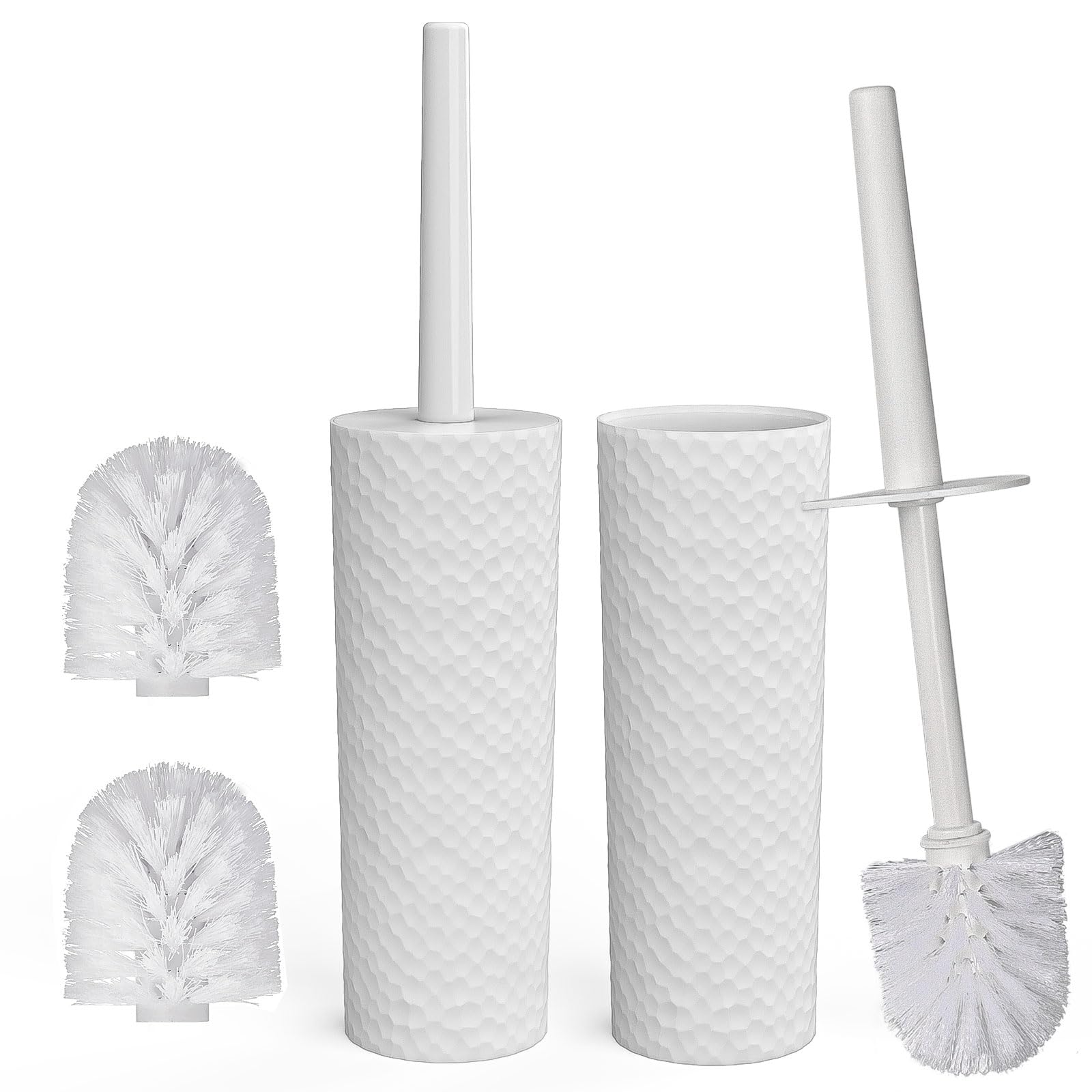 Topsky 2-Pack Toilet Brush Set with Holder & Replacements - Durable Bathroom Cleaning for Home