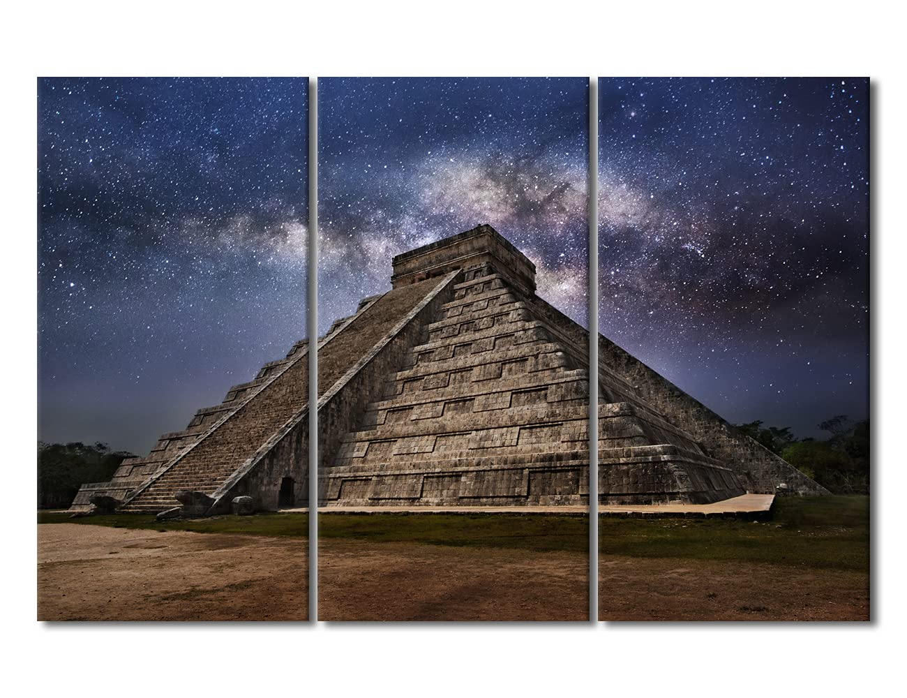 TUMOVO 3-Panel Mayan Pyramids Canvas Wall Art - 60