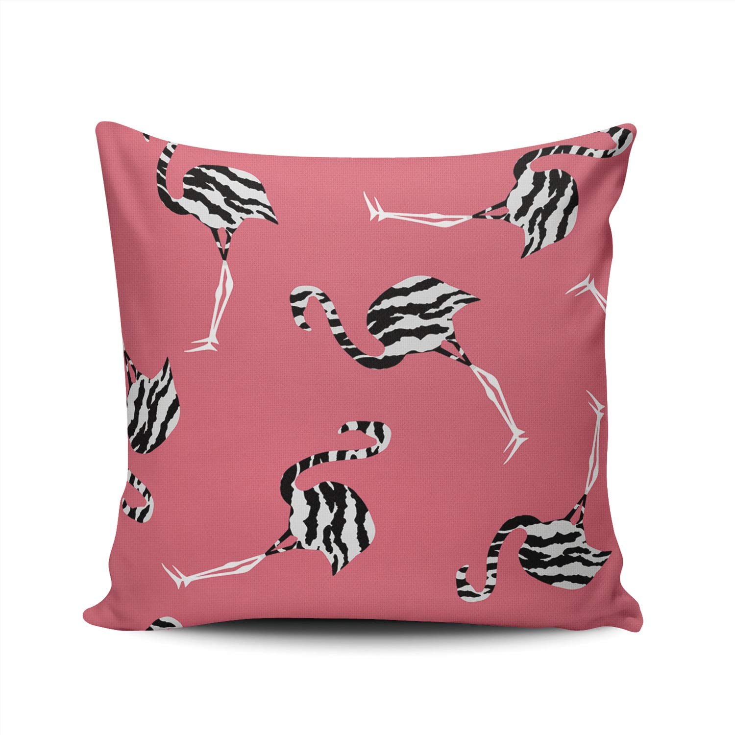 Zebra & Flamingo Printed Decorative Pillow Covers 20x20 Inches - Double Sided Square Throw Pillow Cases with Hidden Zipper for Living Room, Bedroom & Sofa Decor