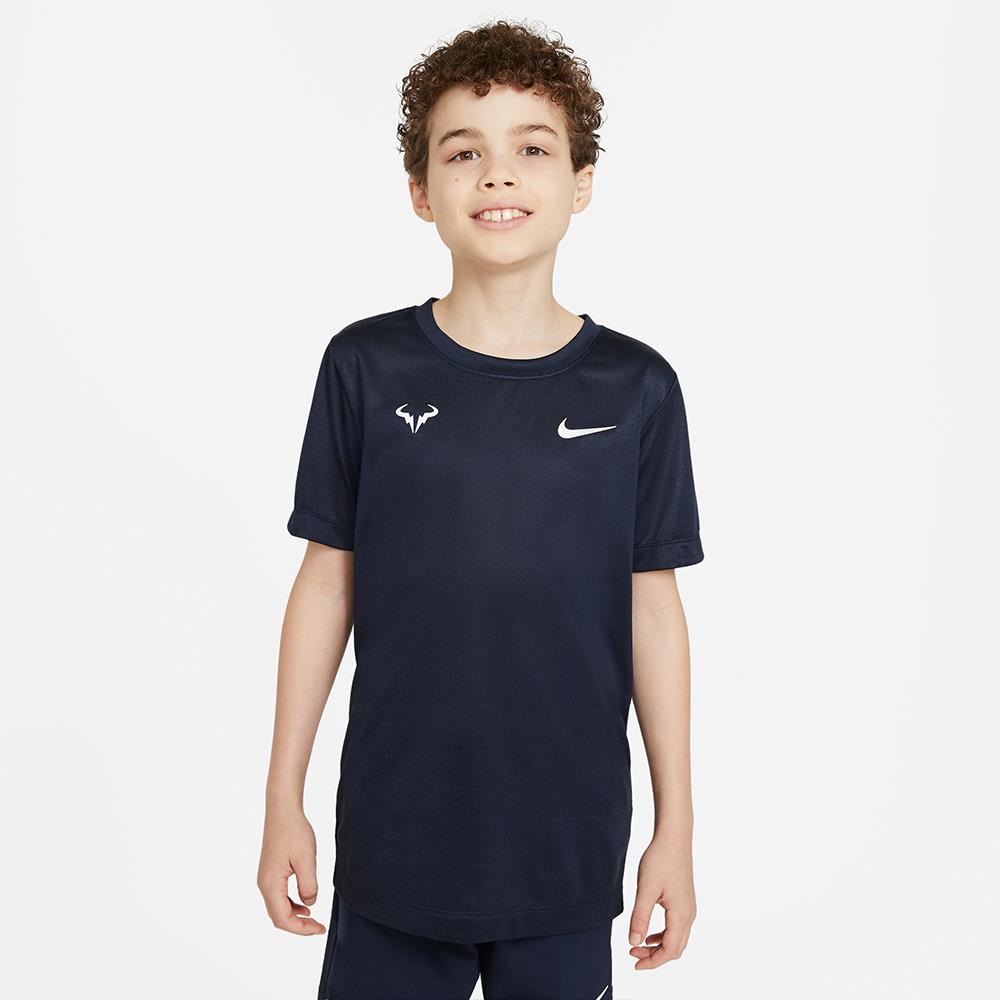 Nike Boys Rafa Tee - Short Sleeve Graphic T-Shirt for Kids in Obsidian Blue | Comfortable Cotton Shirt for Sports, School & Everyday Wear