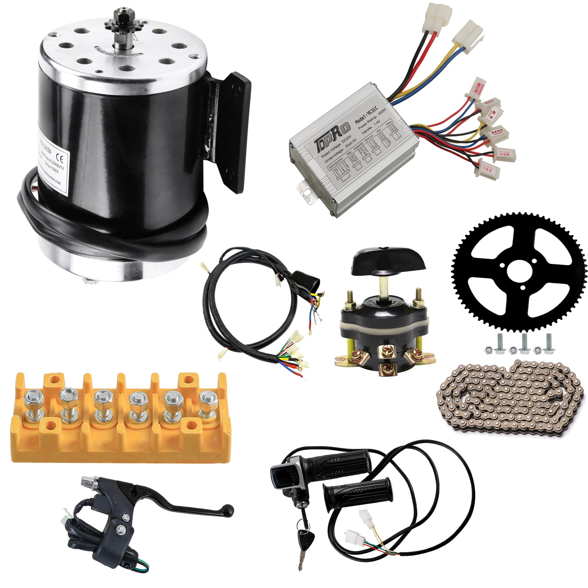 24V 500W Brushed Motor Kit for Go Kart, E-Bike, ATV, Drift Trike - Includes Controller, LCD Throttle, Sprocket, Chain & Reverse Switch | Perfect for DIY Electric Vehicle Upgrades, Off-Road Adventures & High-Speed Racing