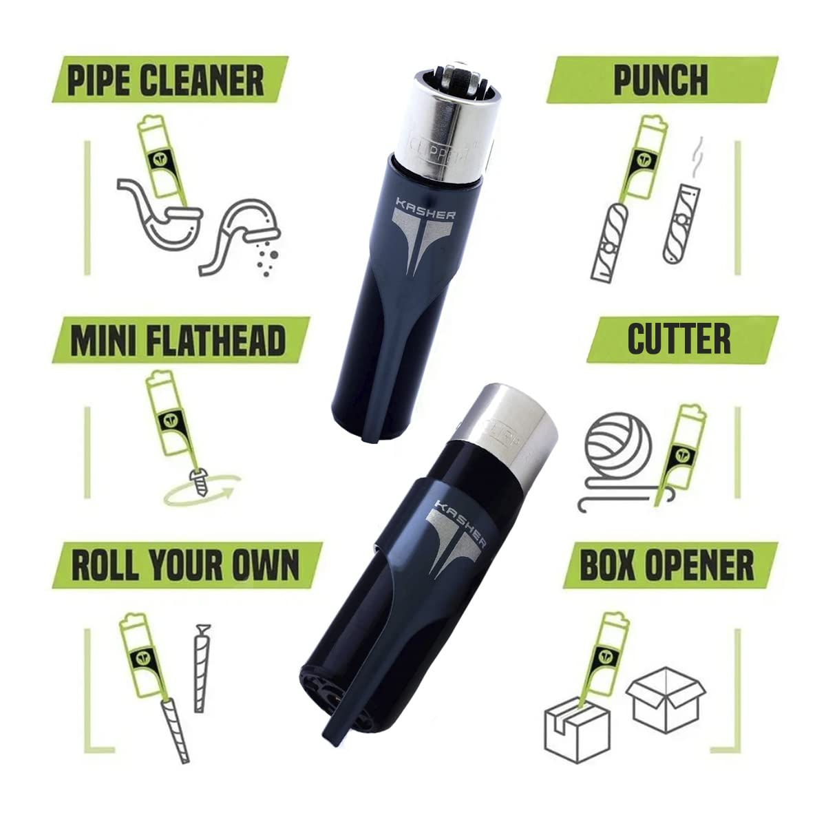 Kasher Metallic Lighter & Multi-Tool - ICY Blue for Camping & Outdoor