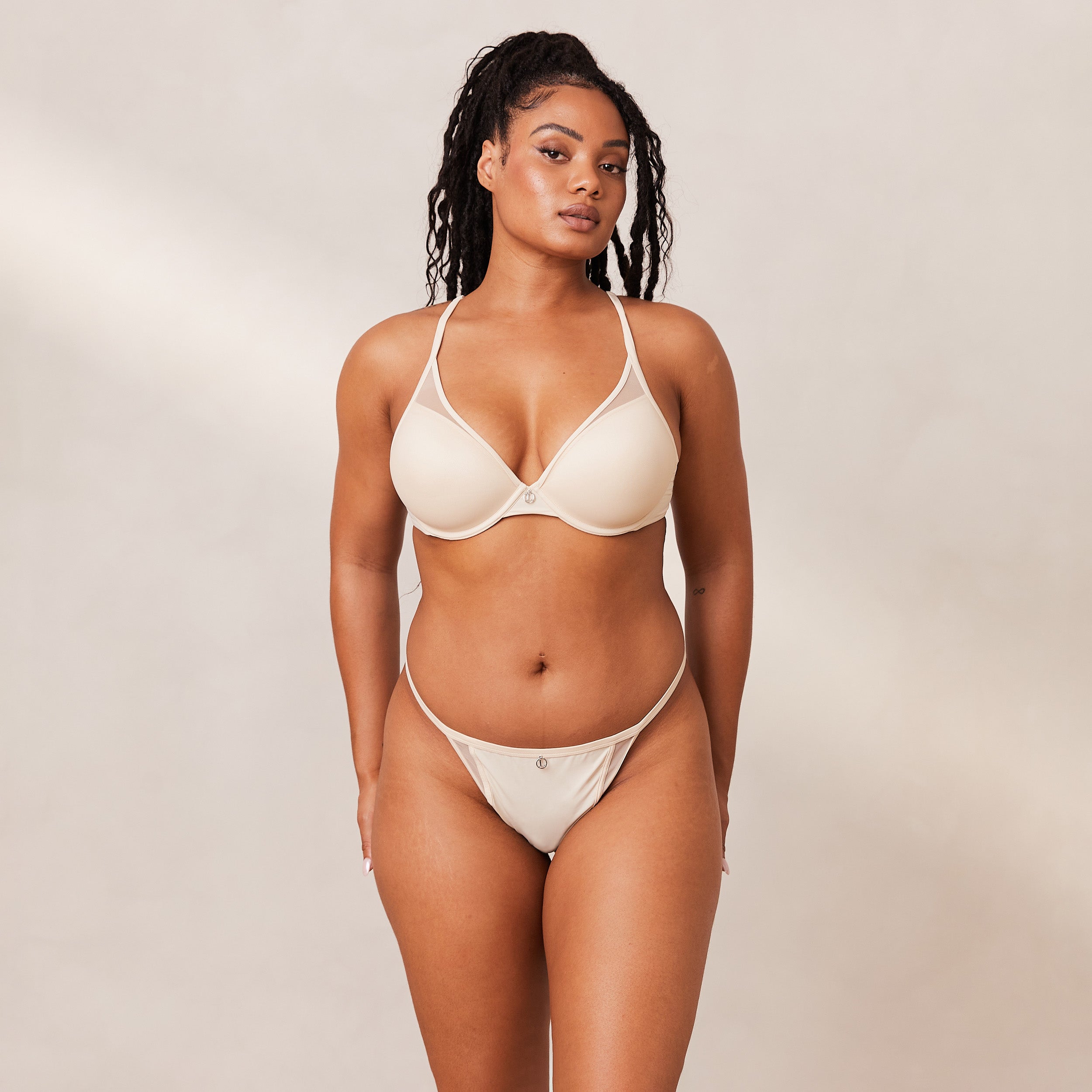 Classic Plunge T-Shirt Bra in Latte - Comfortable & Supportive Underwire Bra for Everyday Wear, Workouts, and Layering