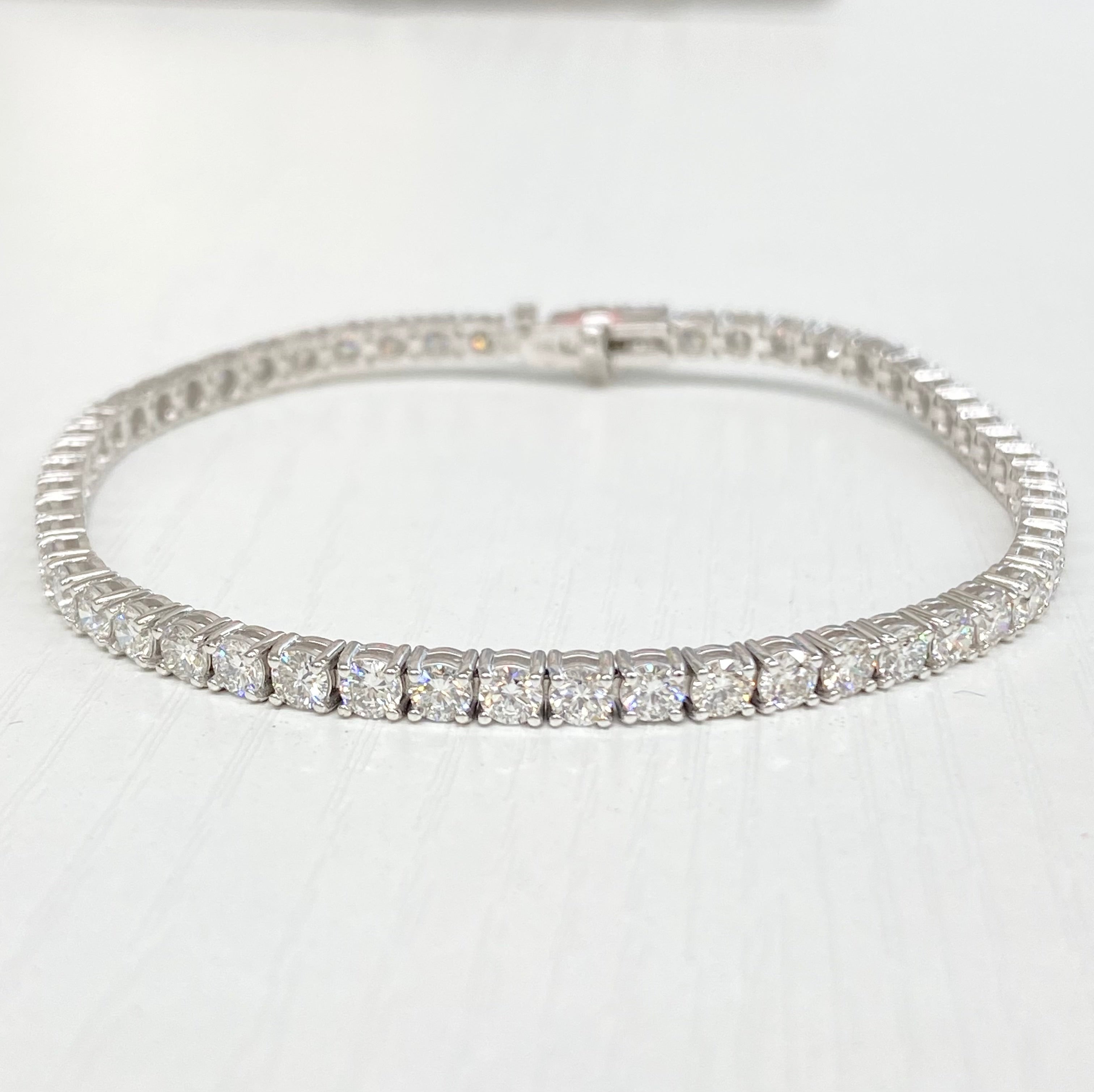 5.35 CT Lab-Created Tennis Bracelet for Women - Elegant Simulated Diamond Tennis Chain Bracelet for Wedding, Party & Everyday Wear