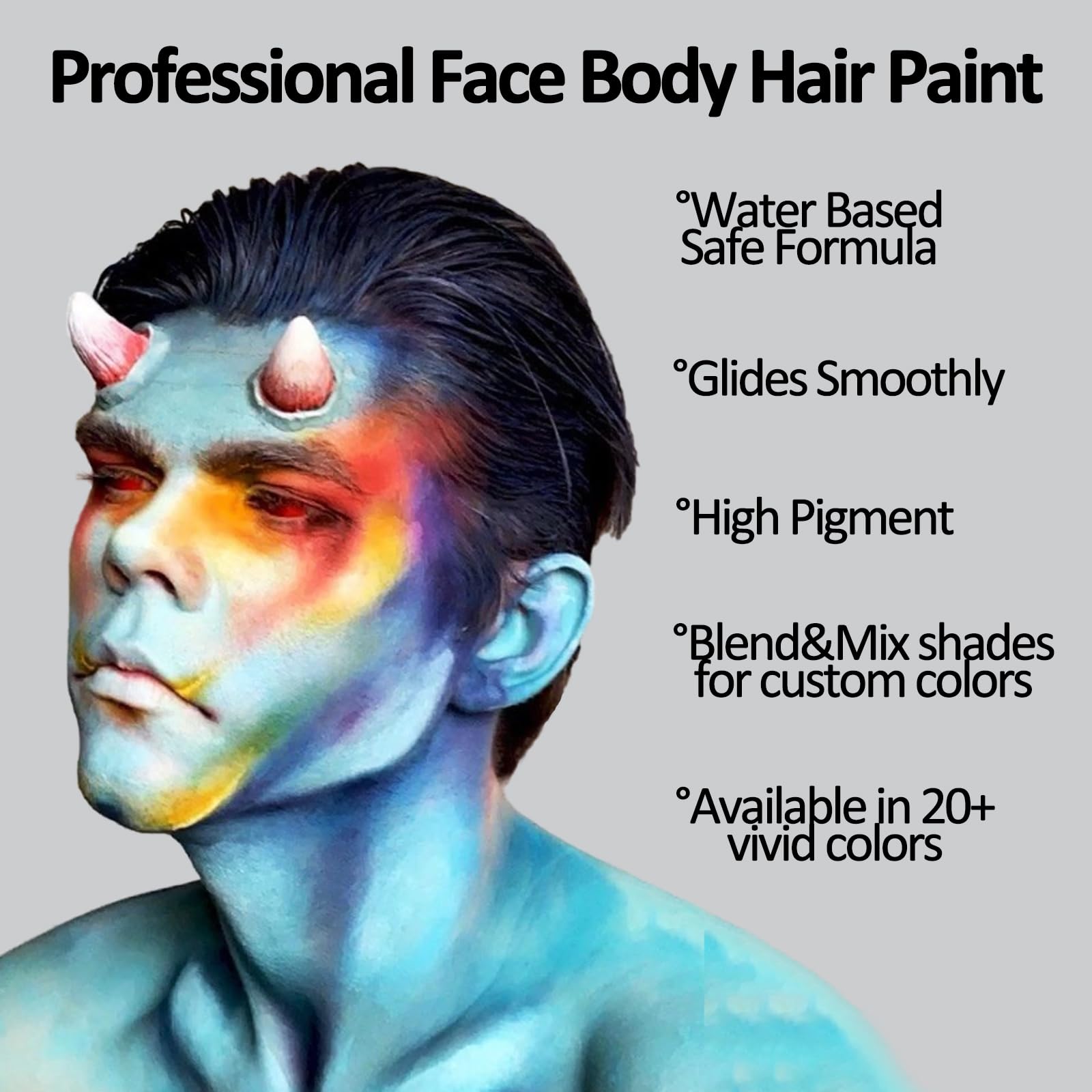 **Mysense White Face & Body Hair Paint Stick - Water-Based Washable Temporary Hair Color for Halloween, SFX, Skull, Zombie, Vampire Cosplay - Non-Toxic Cream Makeup (0.5oz) - Perfect for Costume Parties, Theater, and Special Effects**