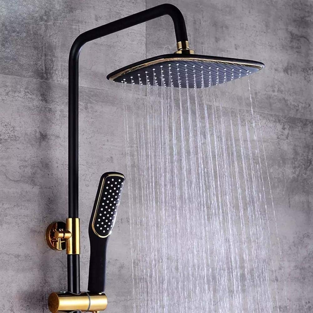 Gold & Bronze Black Shower Faucet Kit - High-End Toilet & Bathtub Faucet Set for Modern Bathroom Decor | Perfect Housewarming Gift for New Homeowners | Ideal for Bathroom Renovation & Spa-Like Shower Experience