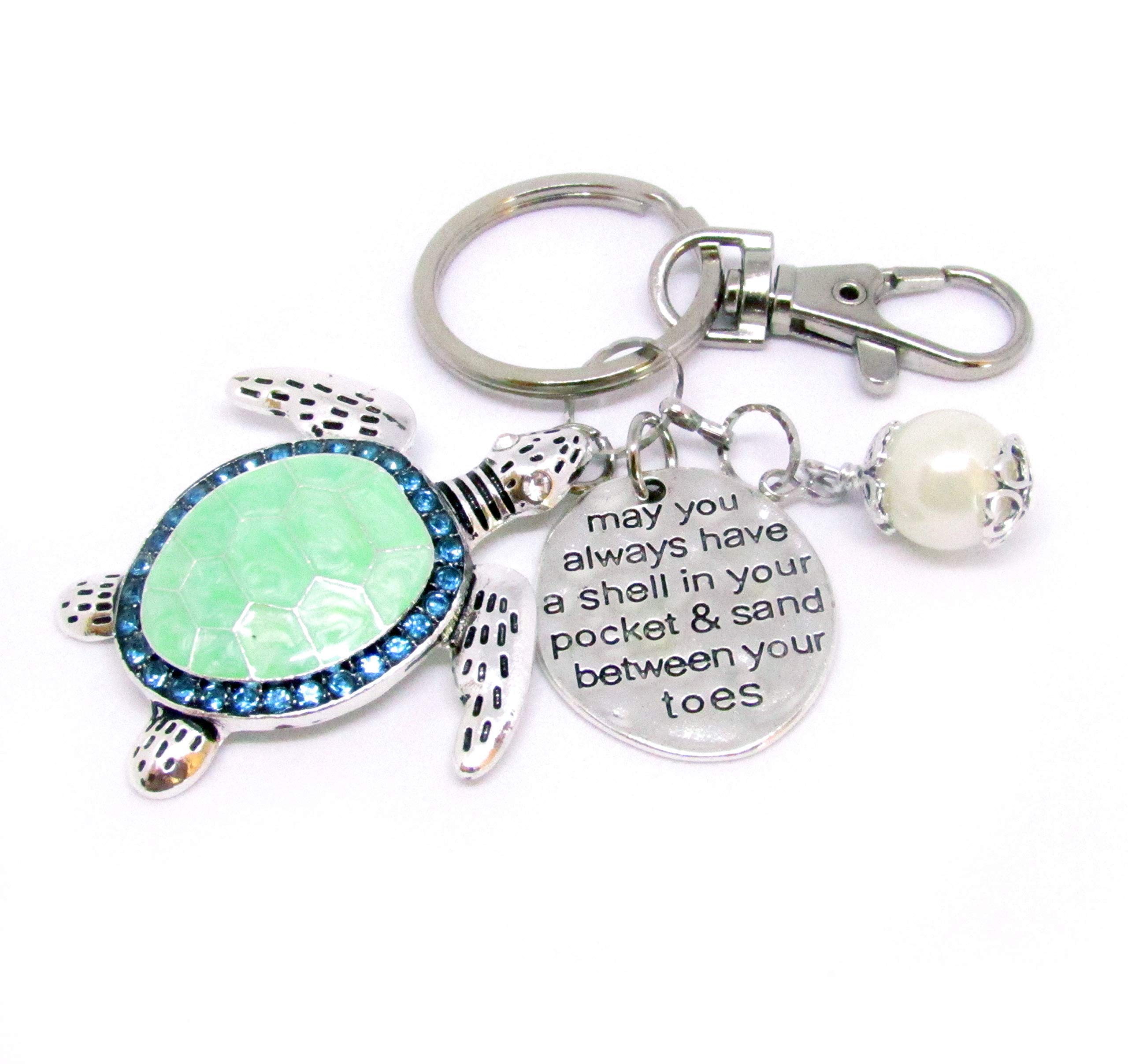 Sea Turtle Keychain - Cute Ocean Animal Keyring - Unique Beach Inspired Gifts for Women - Perfect Birthday Gift, Travel Accessory & Summer Vacation Souvenir