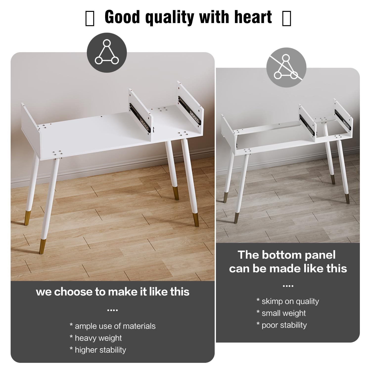 Modern Vanity Desk with Mirror & LED Lights - Small Makeup Table with 2 Spacious Drawers & Adjustable Cabinet - Elegant Dressing Table for Bedroom, Makeup Room, Home Office or Writing Desk - Perfect for Daily Beauty Routine & Workspace Organization