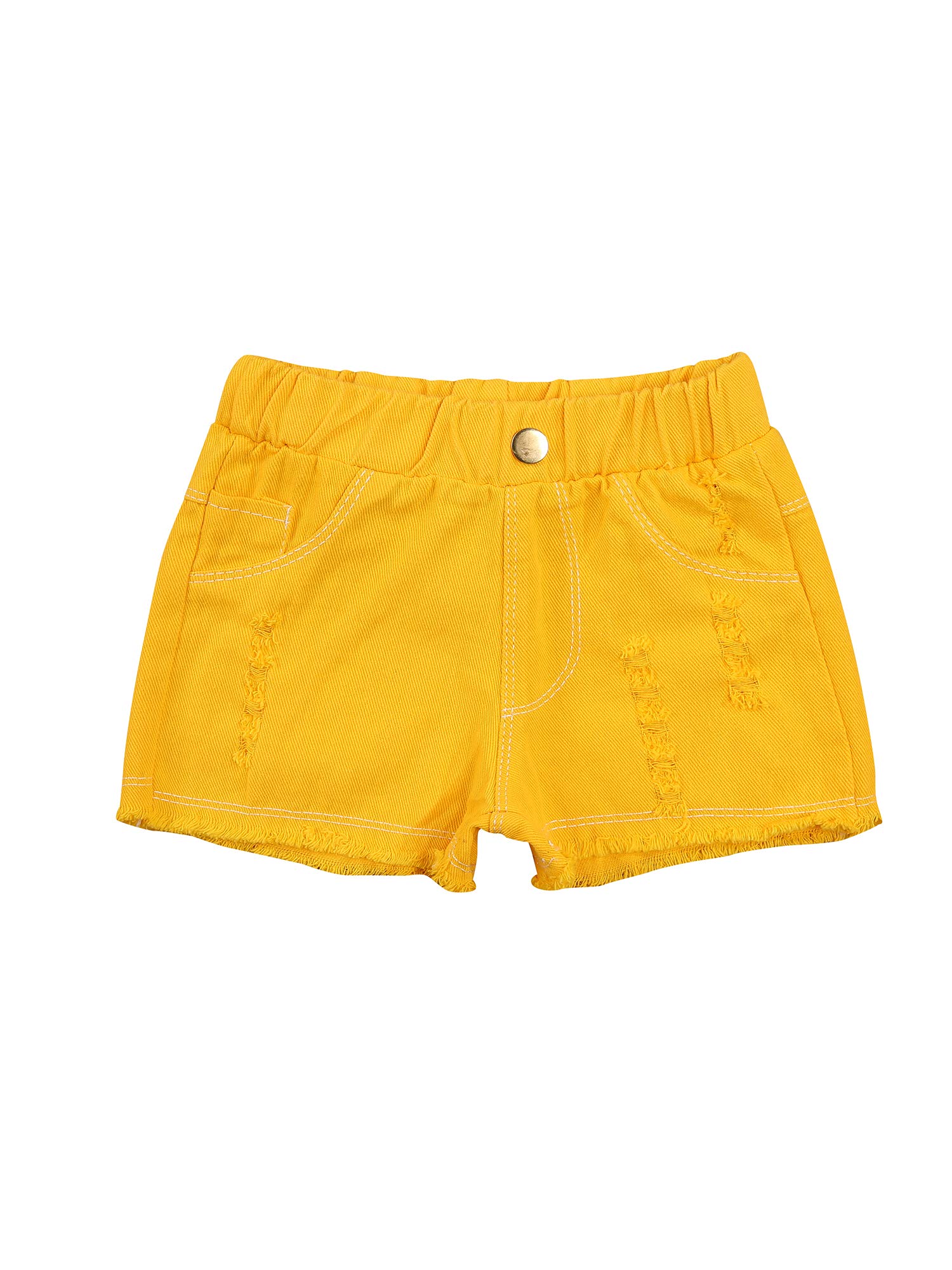 **Girls' Denim Shorts for Toddlers - Ripped Jeans Shorts with Solid Color, Summer Casual Wear - Perfect for Playdates, Beach Outings & Everyday Comfort**